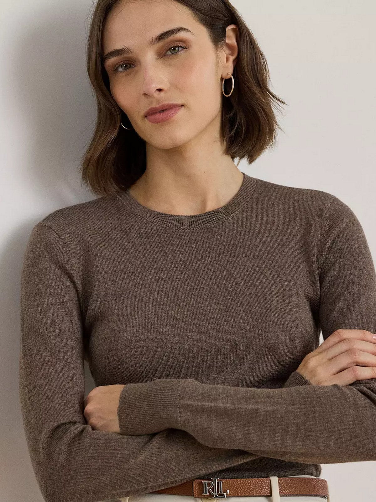 LAUREN RALPH LAUREN Maglia Donna SHAVONNE-LONG SLEEVE-PULLOVER 200919114 017 TAUPE BROWN HEATHER