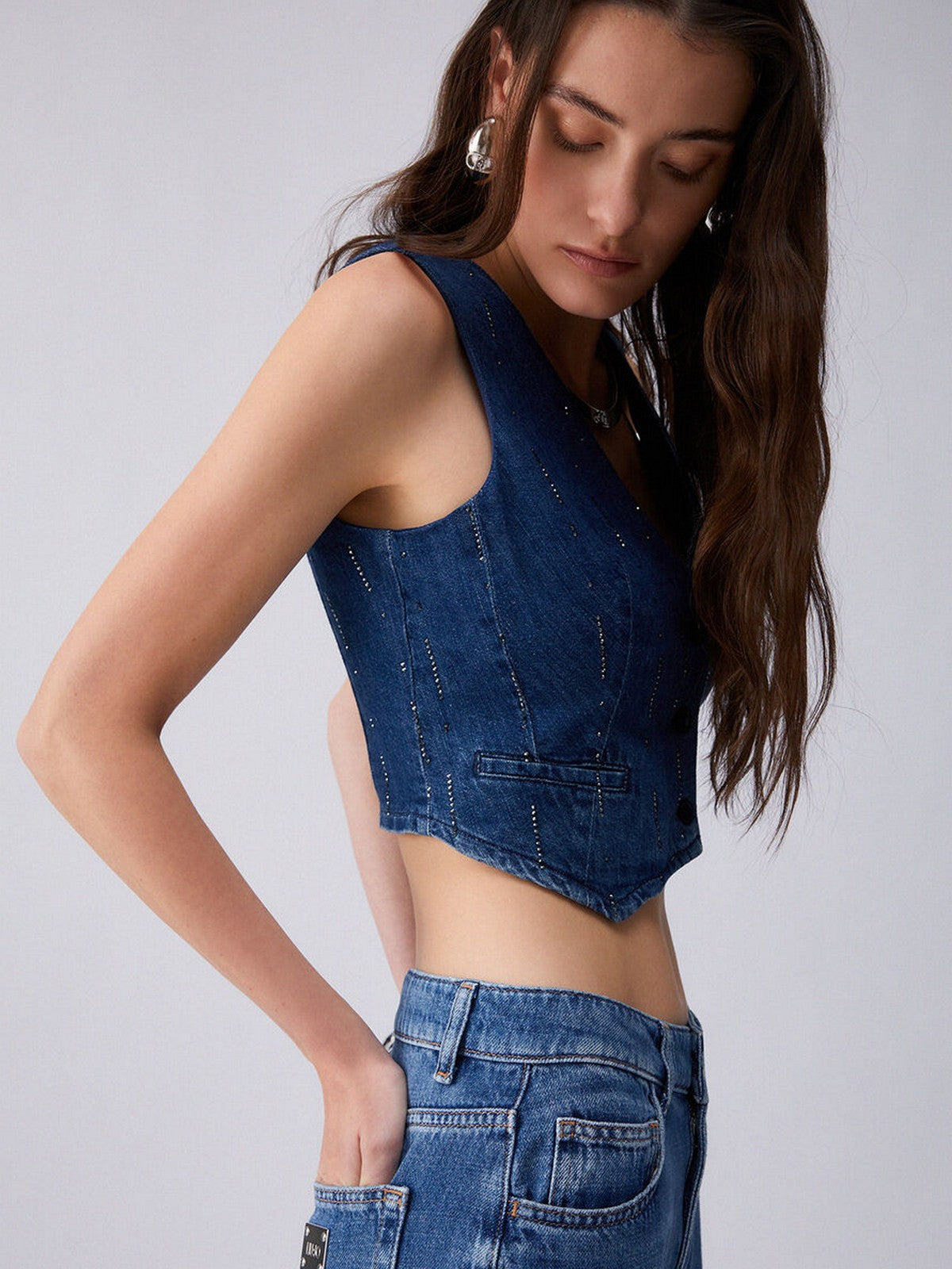 LIU JO BLUE DENIM Gilet Donna UA6188D0315 78033 Den.Blue starry wash