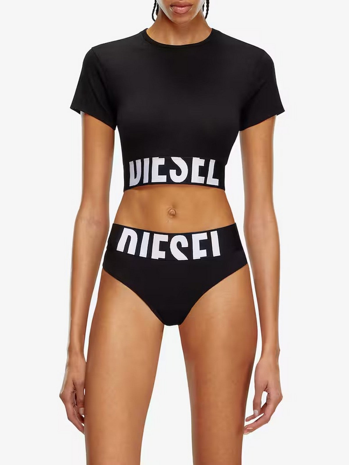 DIESEL T-shirt Donna UFTEE-SPORT-CROPPED-T-SHIRT MAGLIETTA A14593 0HMAU 9XX 001 - BLACK