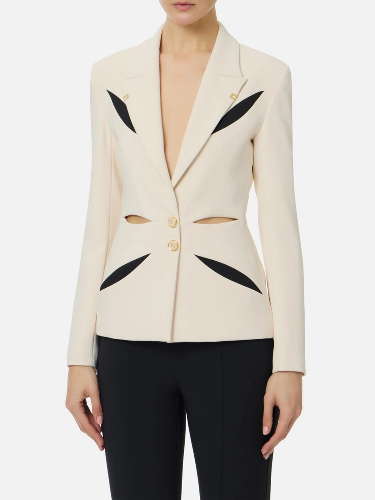 ELISABETTA FRANCHI Giacca Donna GI19861E2 E84 BURRO/NERO gioboutiqueweb