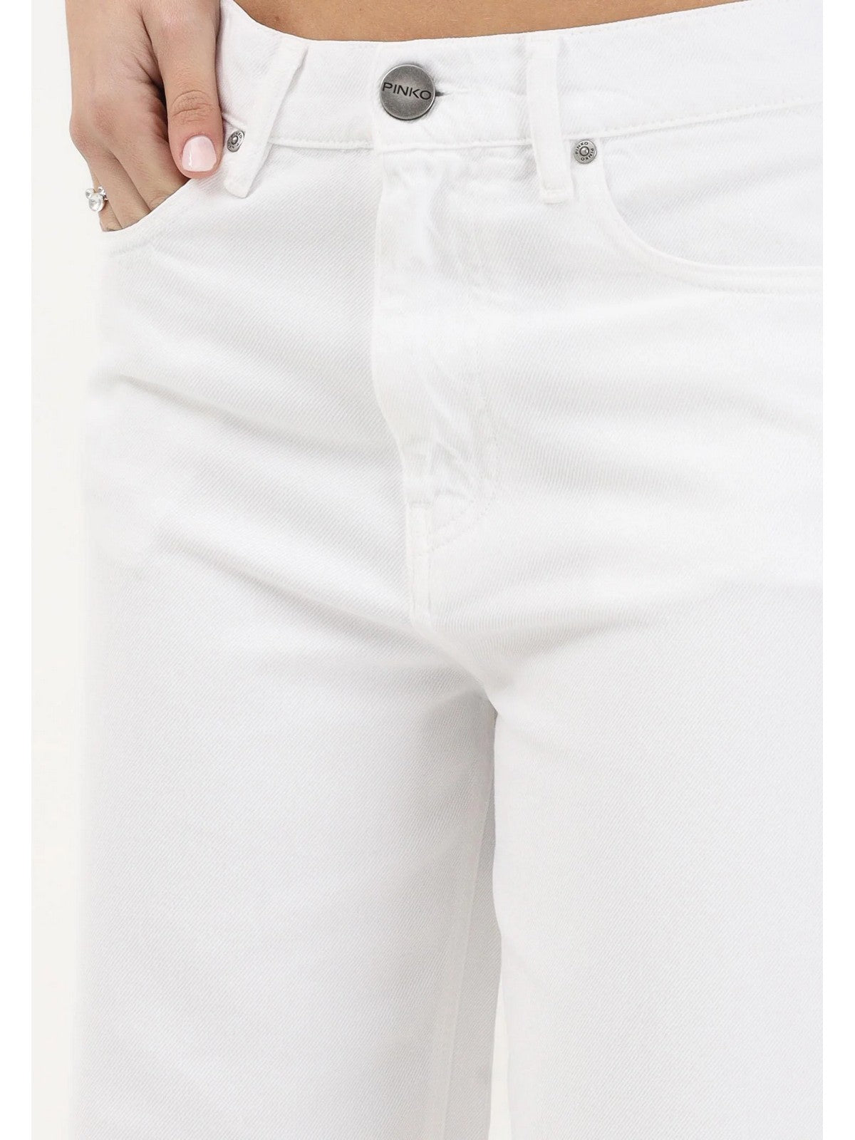 PINKO Jeans Donna ESTELLE EGG BULL SLEGATO 103857-A3E1 Z04 BIANCO BRILL.