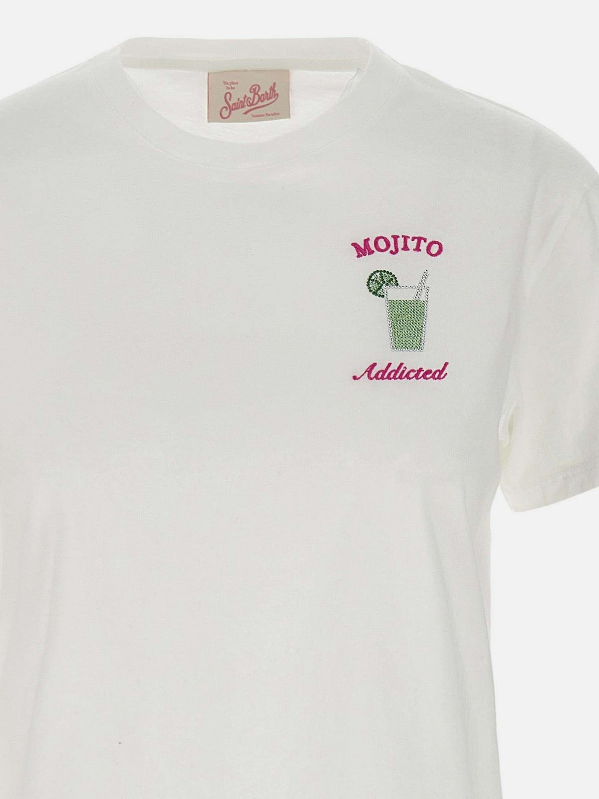 MC2 SAINT BARTH T-shirt Donna EMILIE 05939H MOJITO ADDICTED 01N STRASS EMB gioboutiqueweb