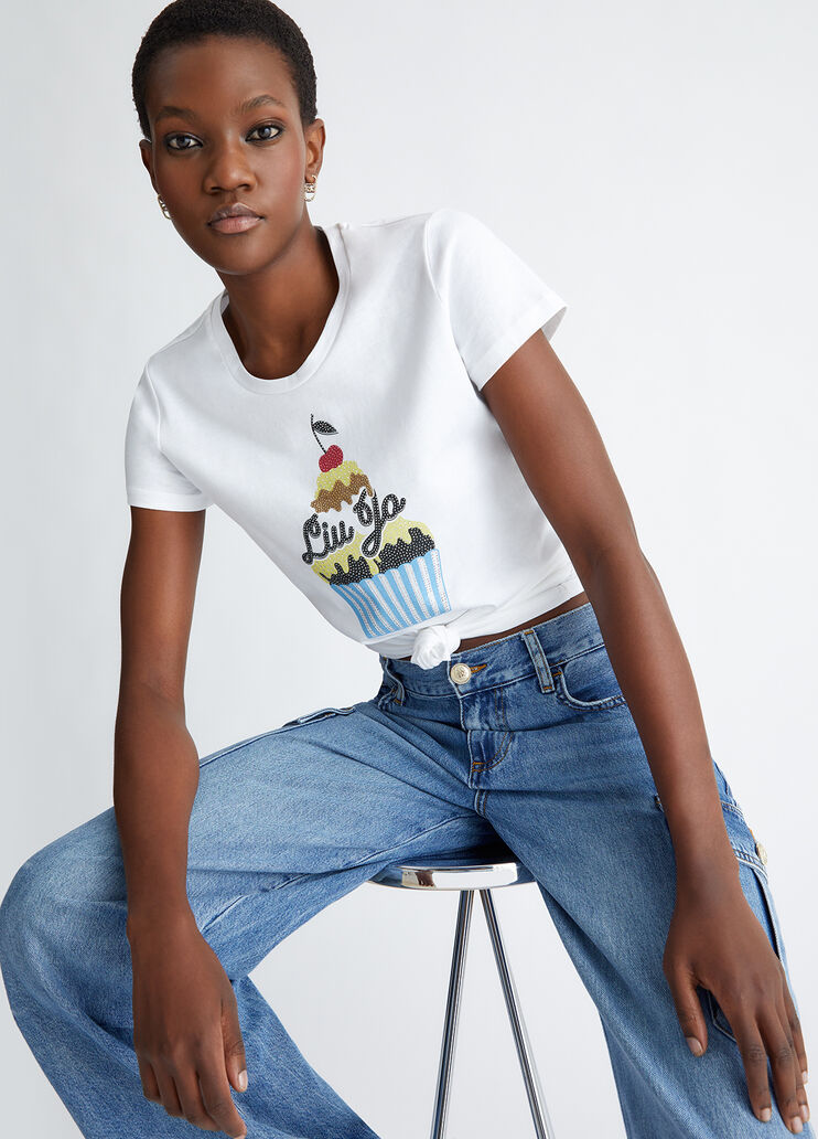 T-shirt White Liu Jo et femme Pole MA439JS923 N9287 White