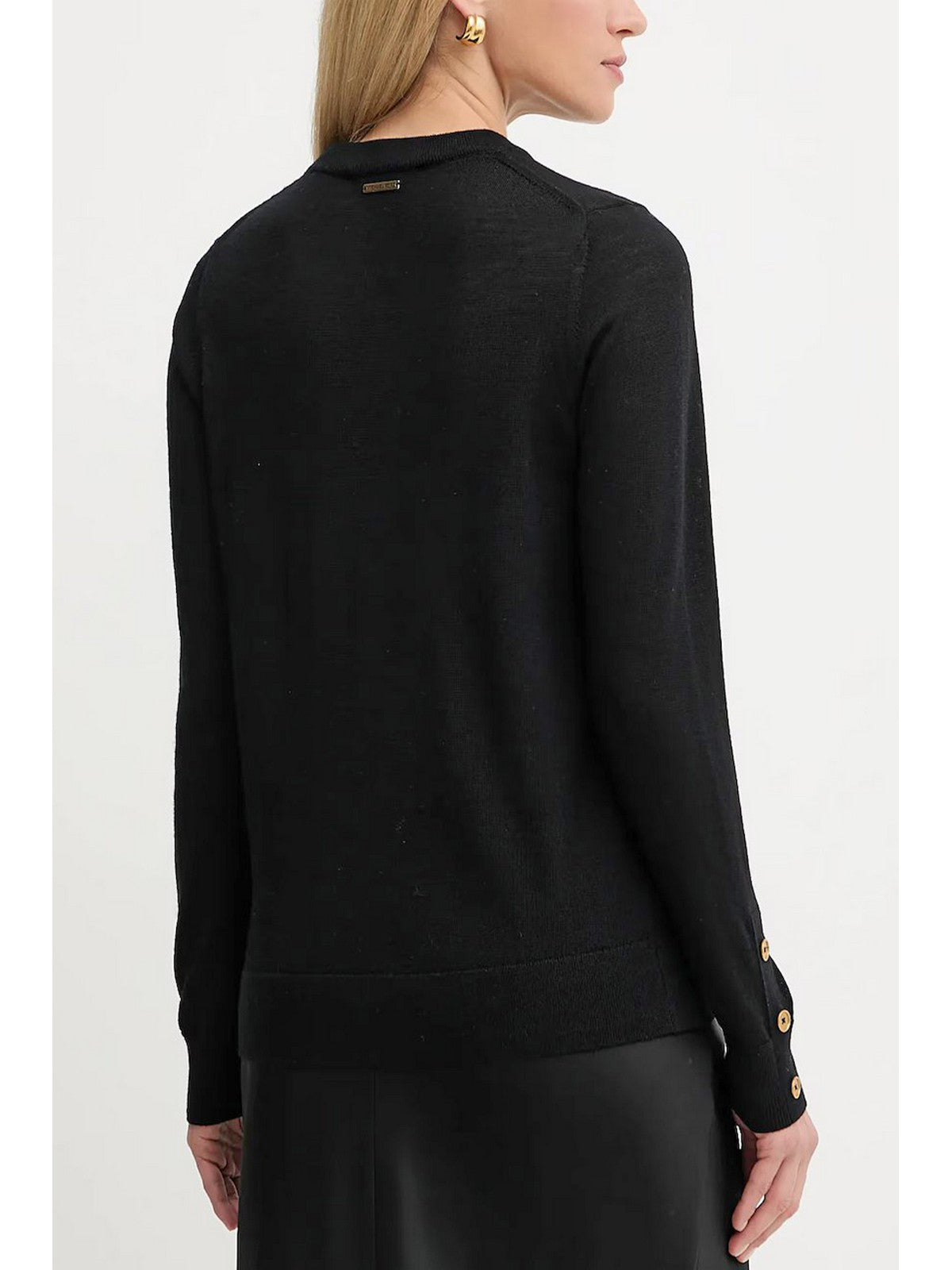 MICHAEL KORS Maglione Donna MERINO BUTTON SLV LS SWTR MT5619D4VR 001 BLACK gioboutiqueweb