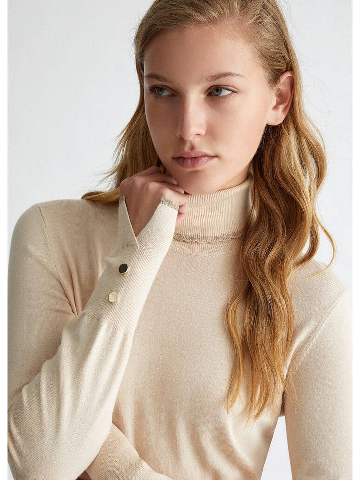 LIU JO WHITE Maglione dolcevita Donna WF4008MS49I X0623 Beige gioboutiqueweb