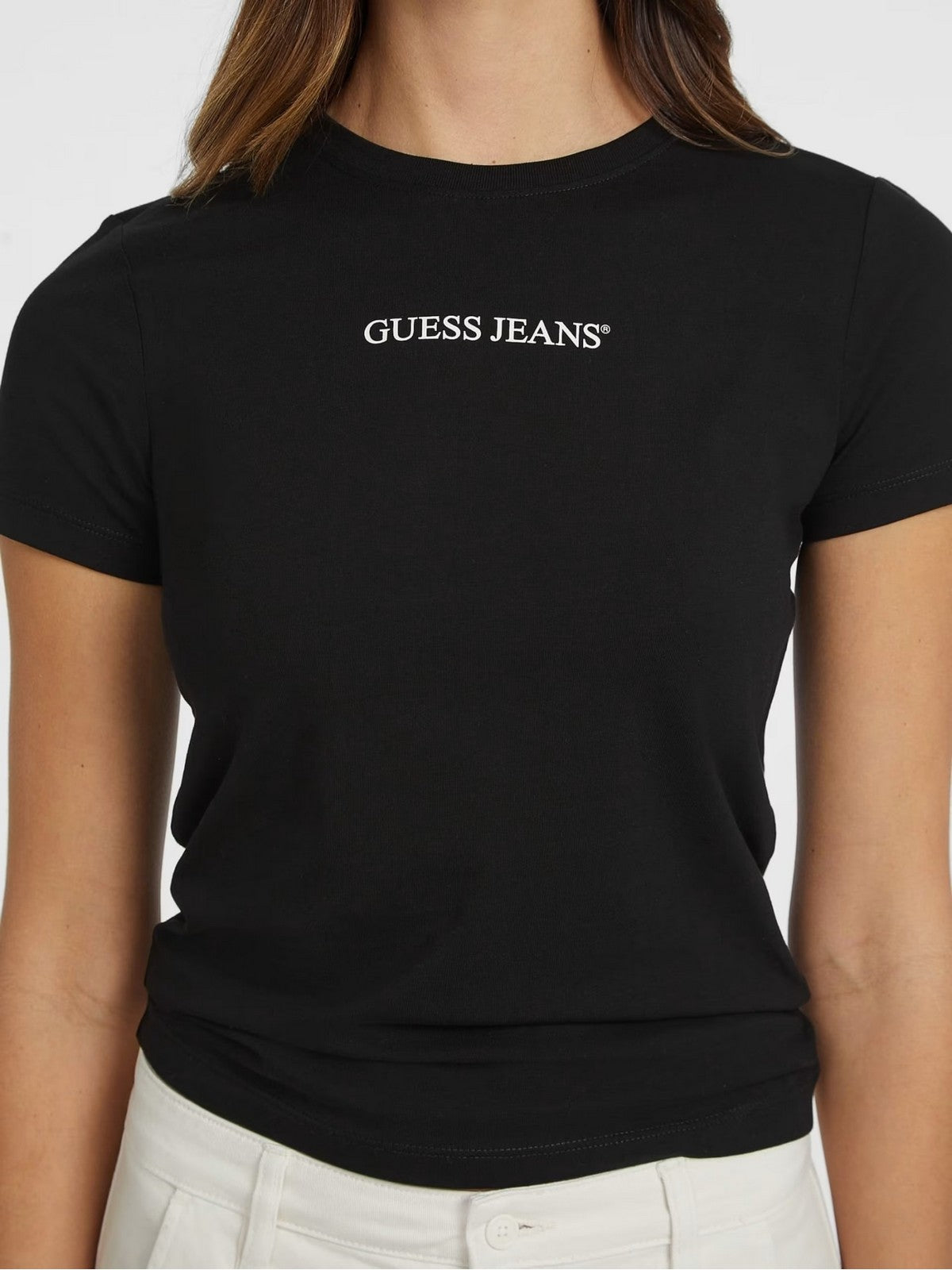 GUESS T-shirt Donna GJ SS CN SLIM LOGO PRINT TEE W4YI01 J1314 JBLK Nero gioboutiqueweb