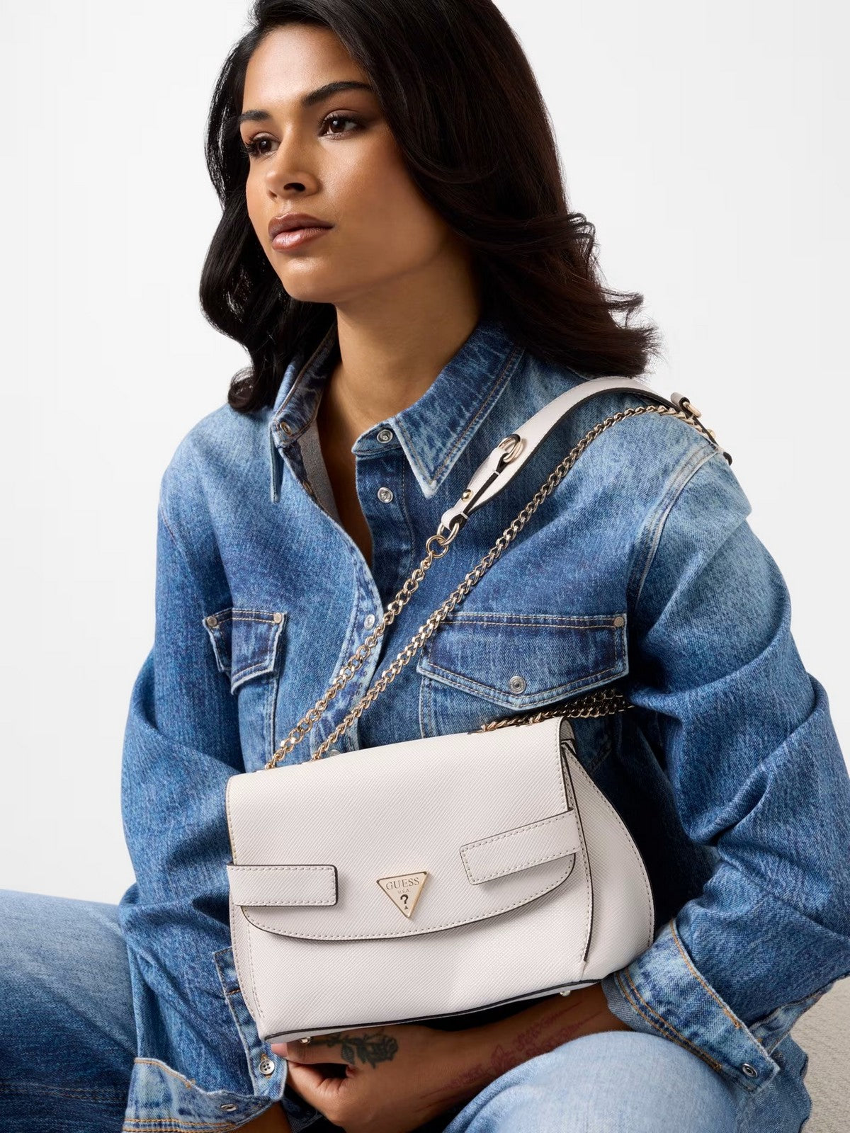 GUESS Borsa Donna SERENOVA CNVRTBLE XBODY FLAP HWZG80 91210 OFF off white