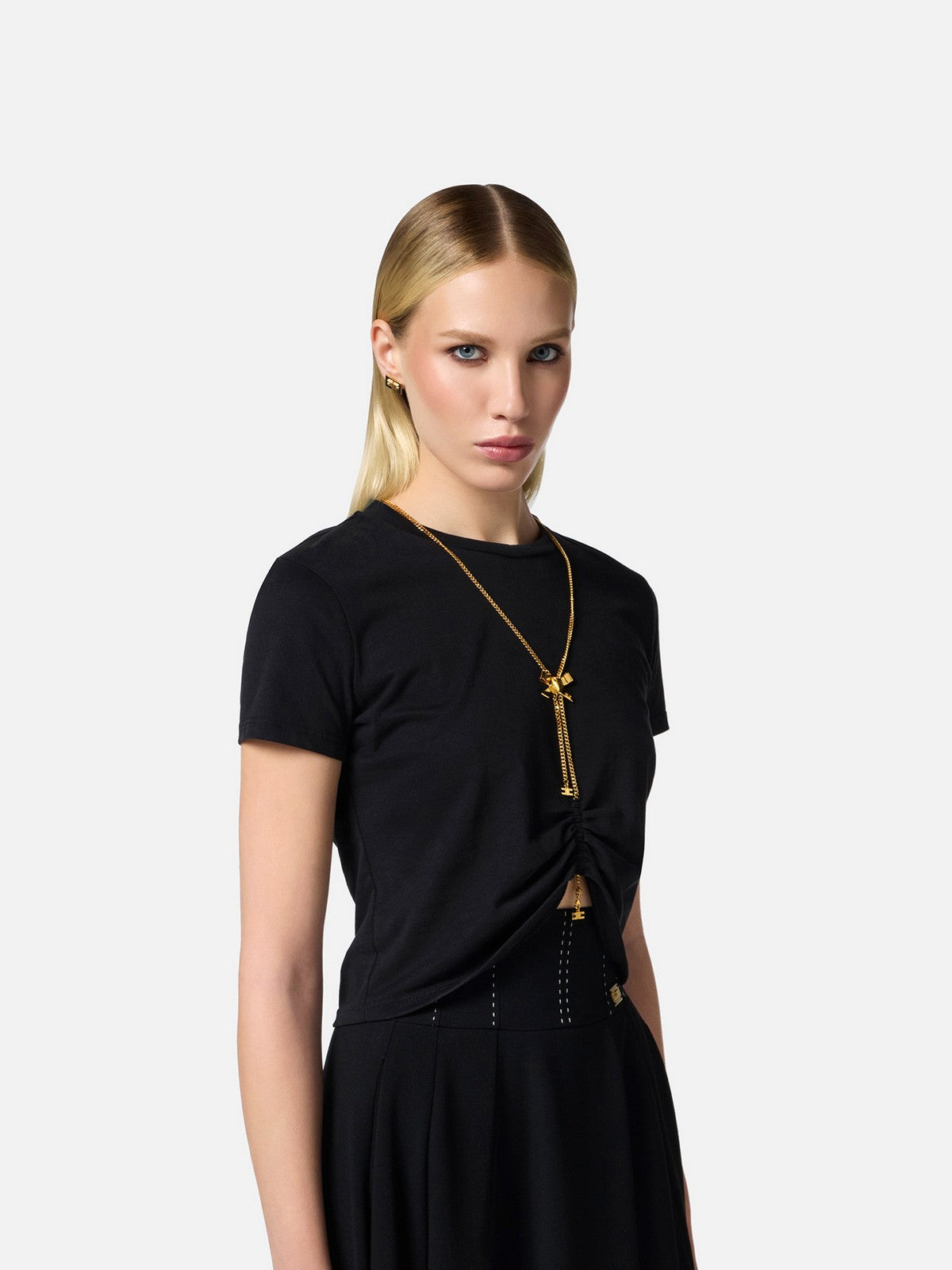 ELISABETTA FRANCHI T-shirt Donna MA00651E2-110 Nero gioboutiqueweb