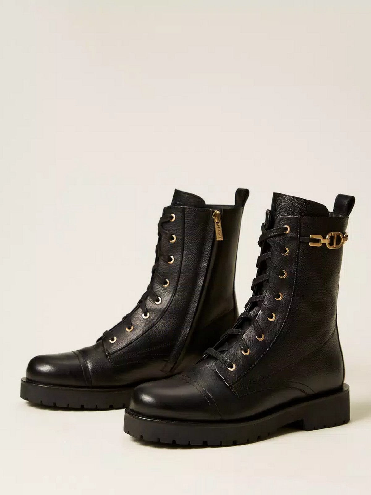 TWINSET Stivali e Stivaletti Donna CHAIN OVAL T 252TCP150 00006 Nero