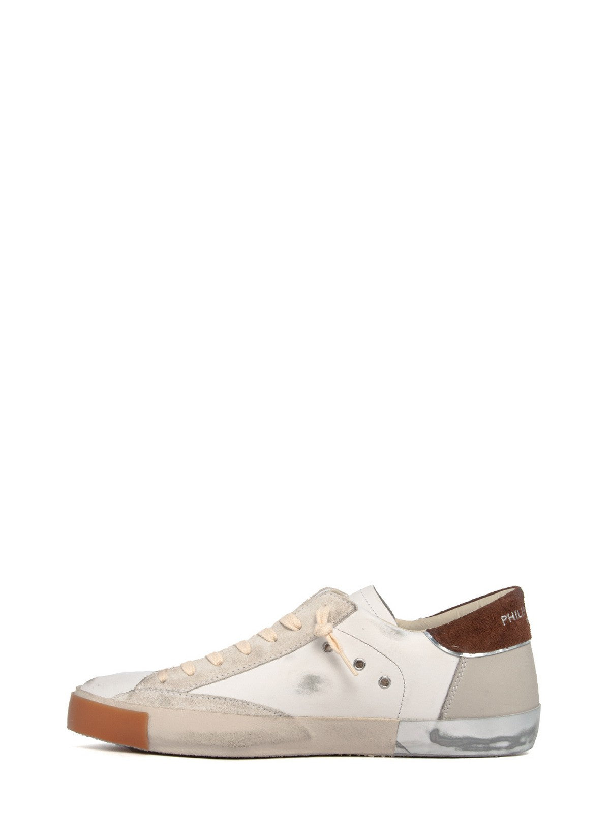 PHILIPPE MODEL Sneaker Uomo Prsx Low Man PRLU VDP1 VEAU DAIM POP_BLANC BRUN