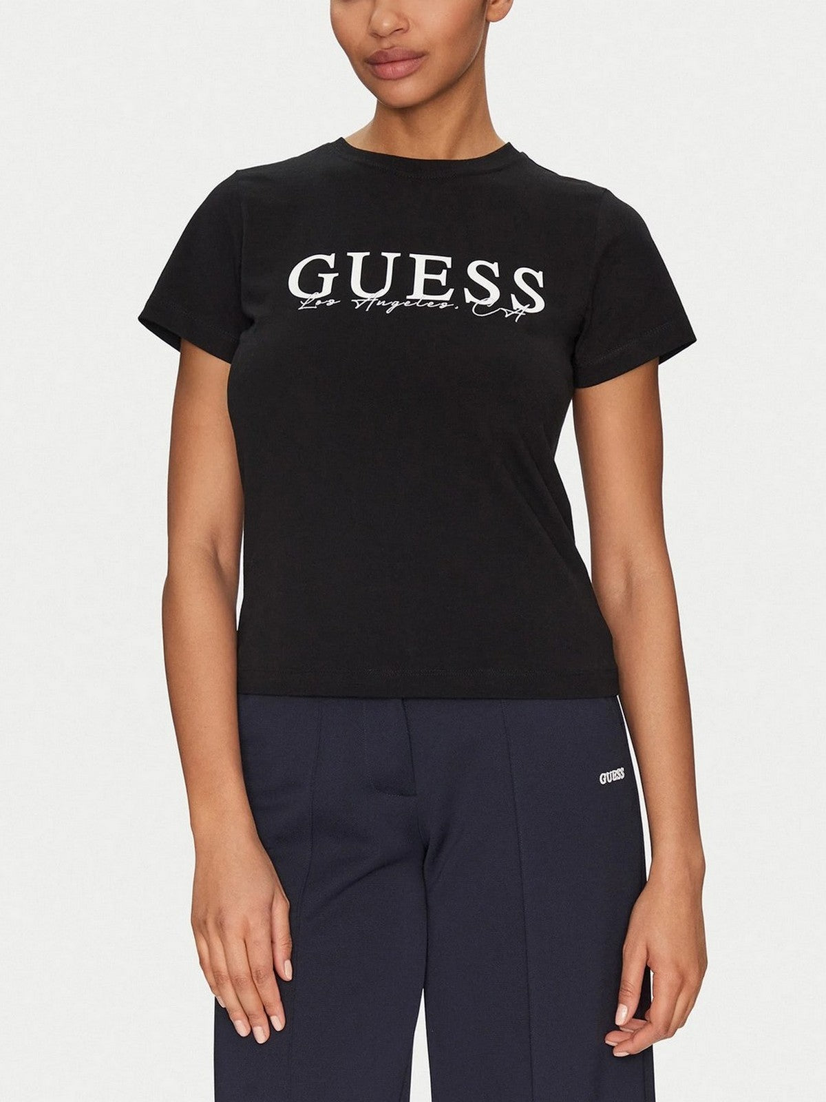GUESS SPORT T-shirt Donna KAMELIE CN T-SHIRT V5GI15 J1314 JBLK Nero gioboutiqueweb
