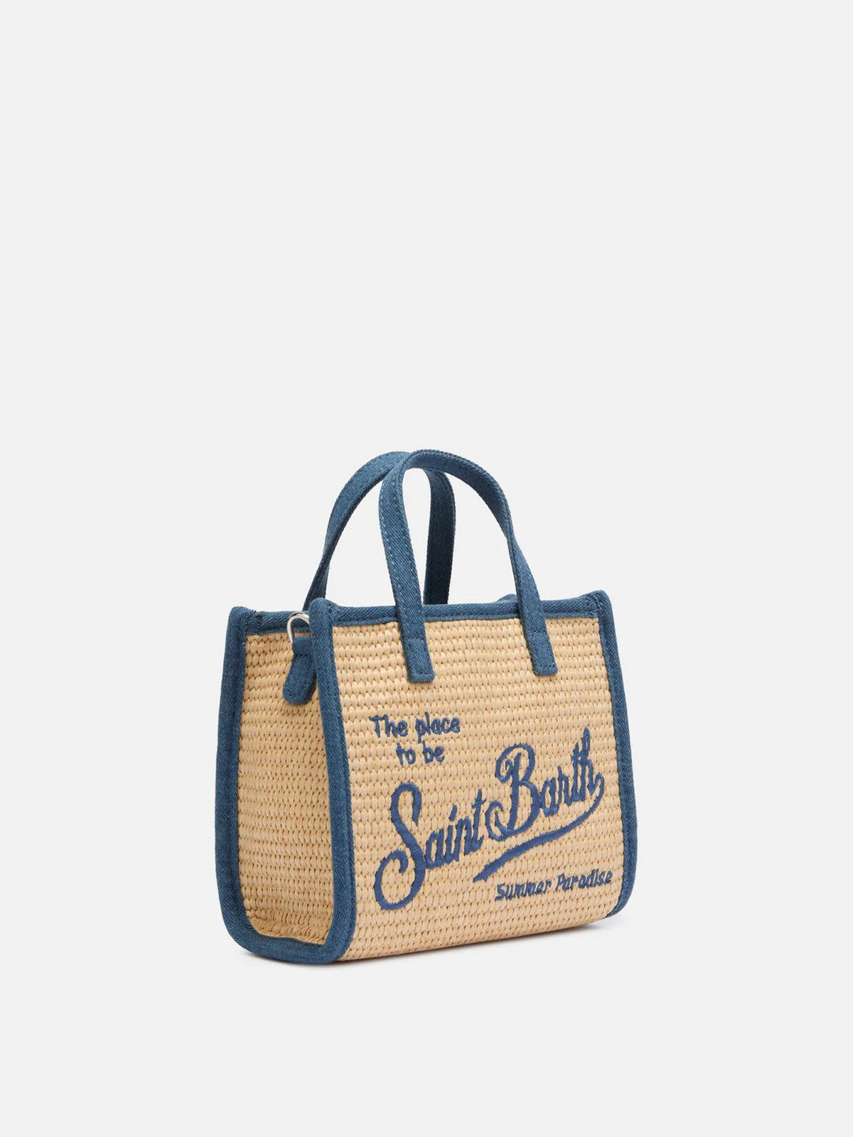 MC2 SAINT BARTH Borsa Donna VIVIAN MINI STRAW 04545H 11 DENIM EMB gioboutiqueweb