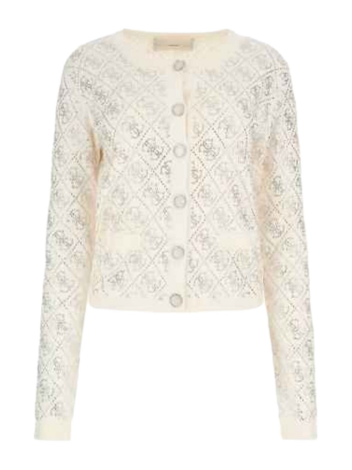 GUESS Cardigan Donna PAIGE 4G STONES LS CARDI SWTR W4YR25 Z3FN0 G012 Bianco gioboutiqueweb