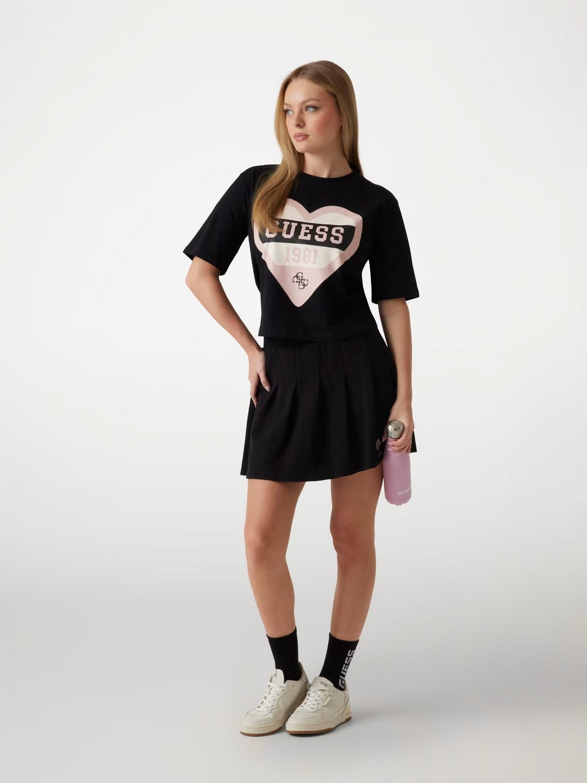 GUESS SPORT T-shirt Donna MONICA BOXY T-SHIRT V5RI01 I3Z14 JBLK Nero gioboutiqueweb