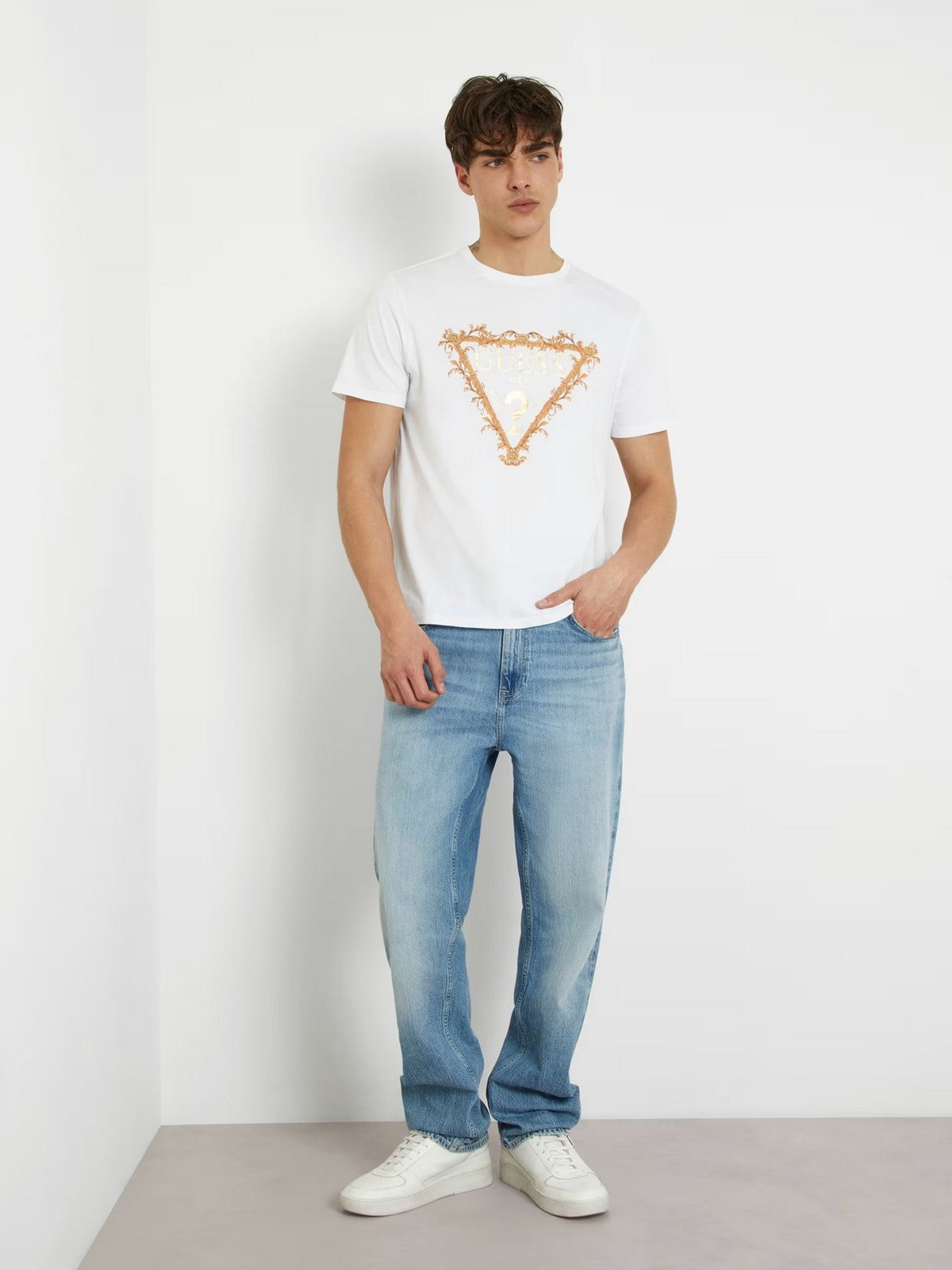 Guess T-shirts and Men's Pole BSC Guess Tri Scar M4ri62 K9rm1 G011 White