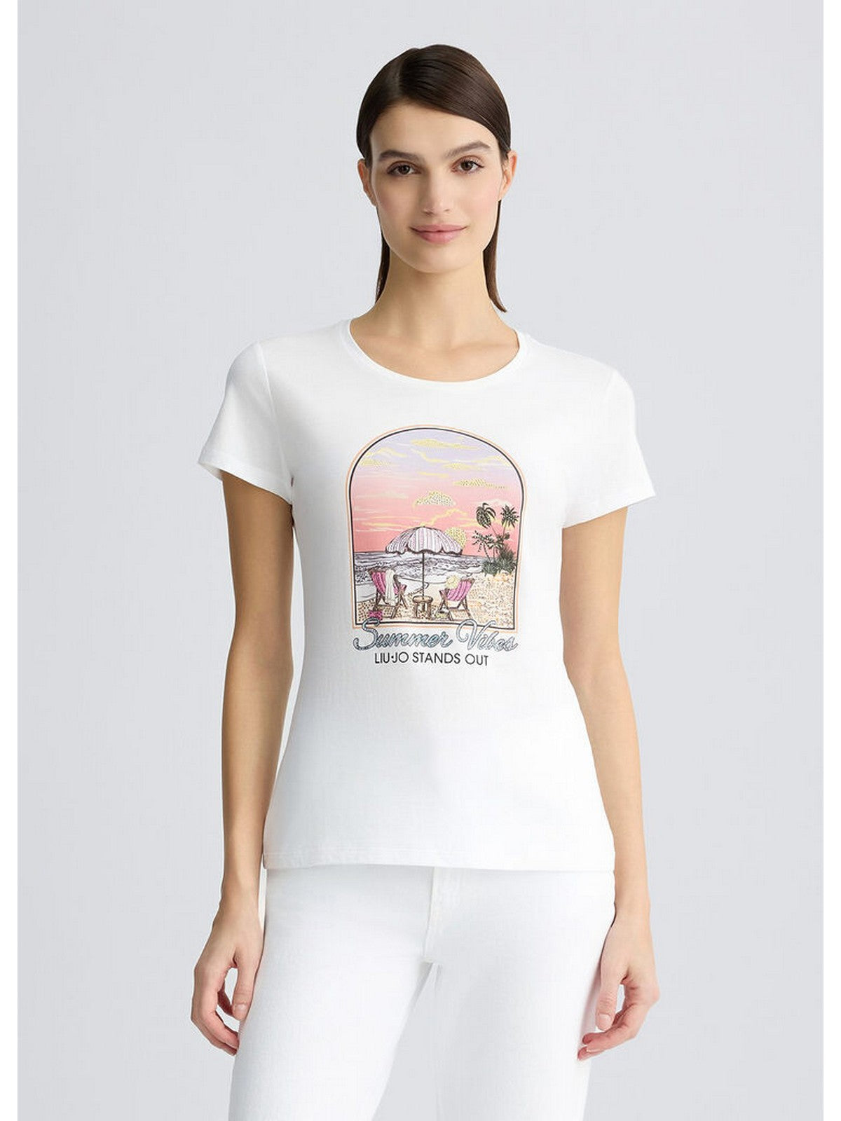 LIU JO WHITE T-shirt Donna WA5478J6410 M9641 Bianco gioboutiqueweb