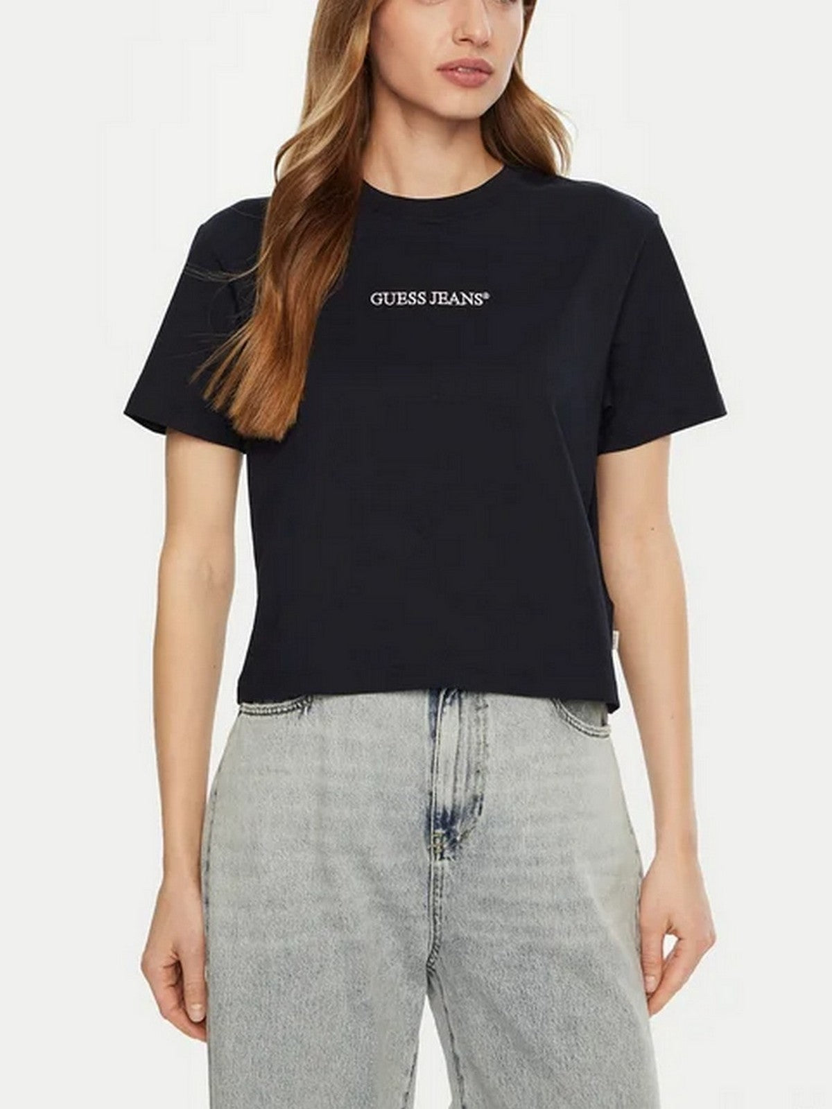 GUESS T-shirt Donna GJ SS CN BOXY EMBRO LOGO TEE W5RI42 K8HM0 A71W DARING OCEAN