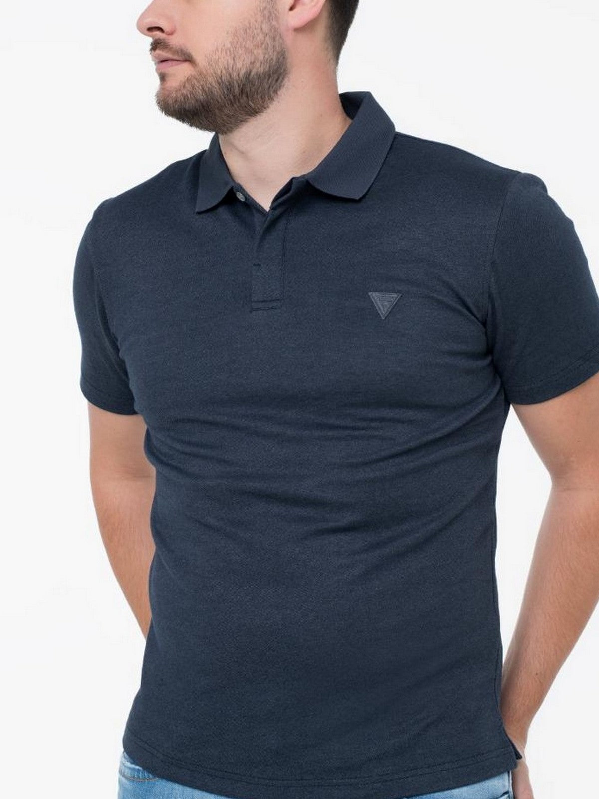 GUESS Polo Uomo SMALL TRIANGLE YD SS POLO M5RP02 KCLR2 FB9Q BLUE YARN DYED gioboutiqueweb