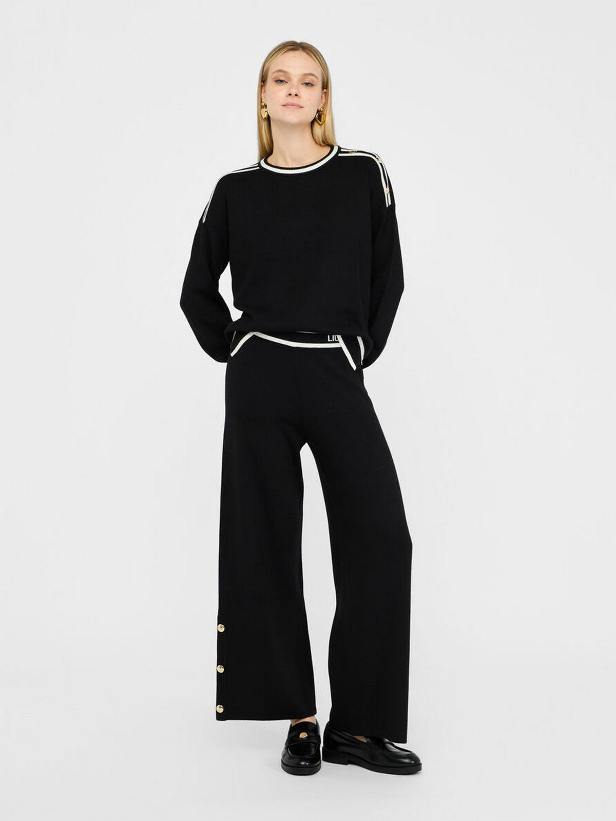 LIU JO SPORT Maglione Donna TF5230MS59L 03N66 Nero/bianco latte