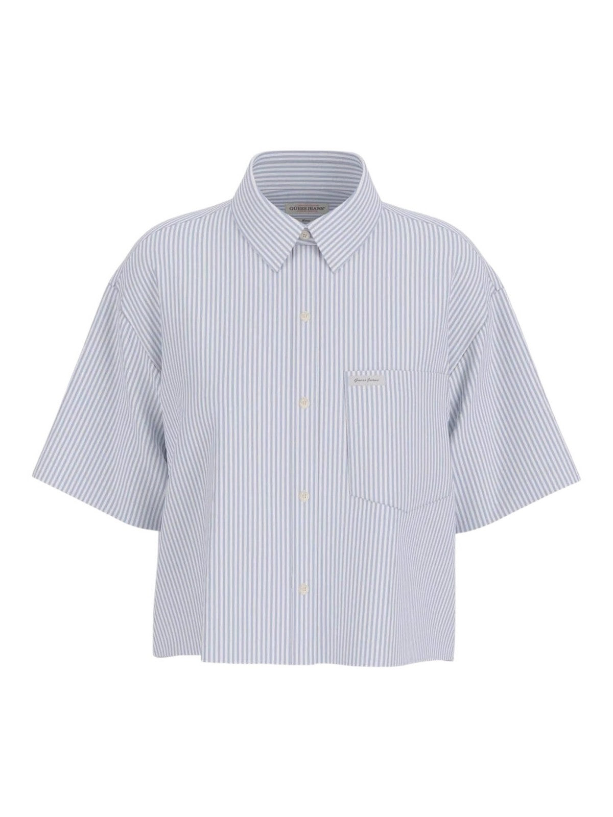 GUESS Camicia Donna GJ SS CAMP COLLAR BOXY SHIRT W5GH98 WH7Q1 FB9A Blu gioboutiqueweb