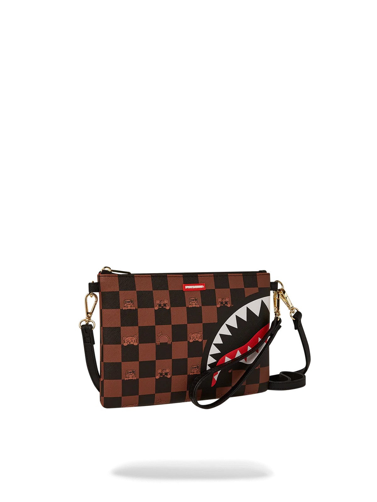 SPRAYGROUND Pochette Uomo PEEKING CHARACTER CHECK POUCHETTE 910B7509NSZ Marrone gioboutiqueweb