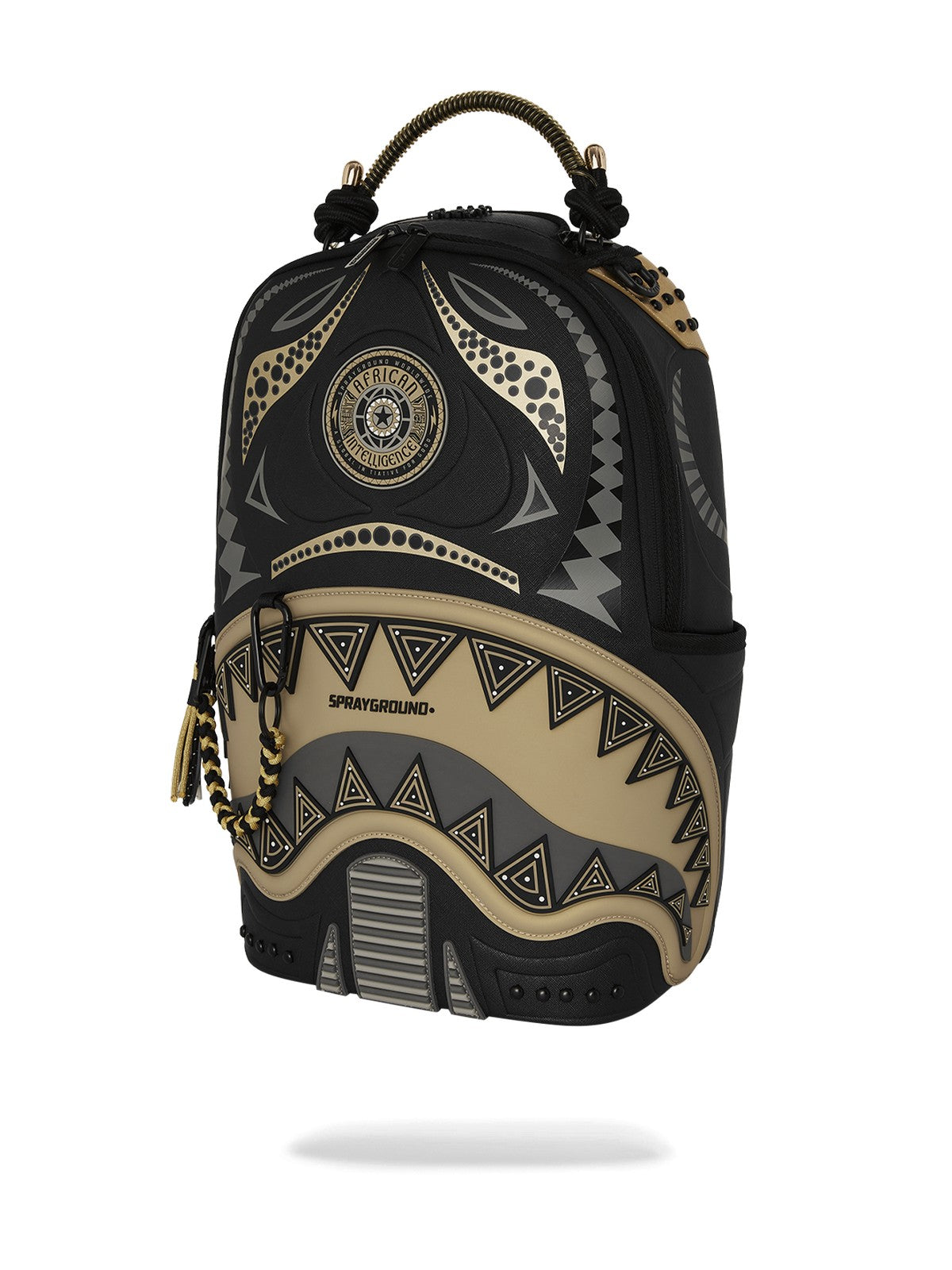 SPRAYGROUND Zaino Uomo AI WONDERLAND GOLD AND BLACK BACKPACK 910B7761NSZ Nero gioboutiqueweb