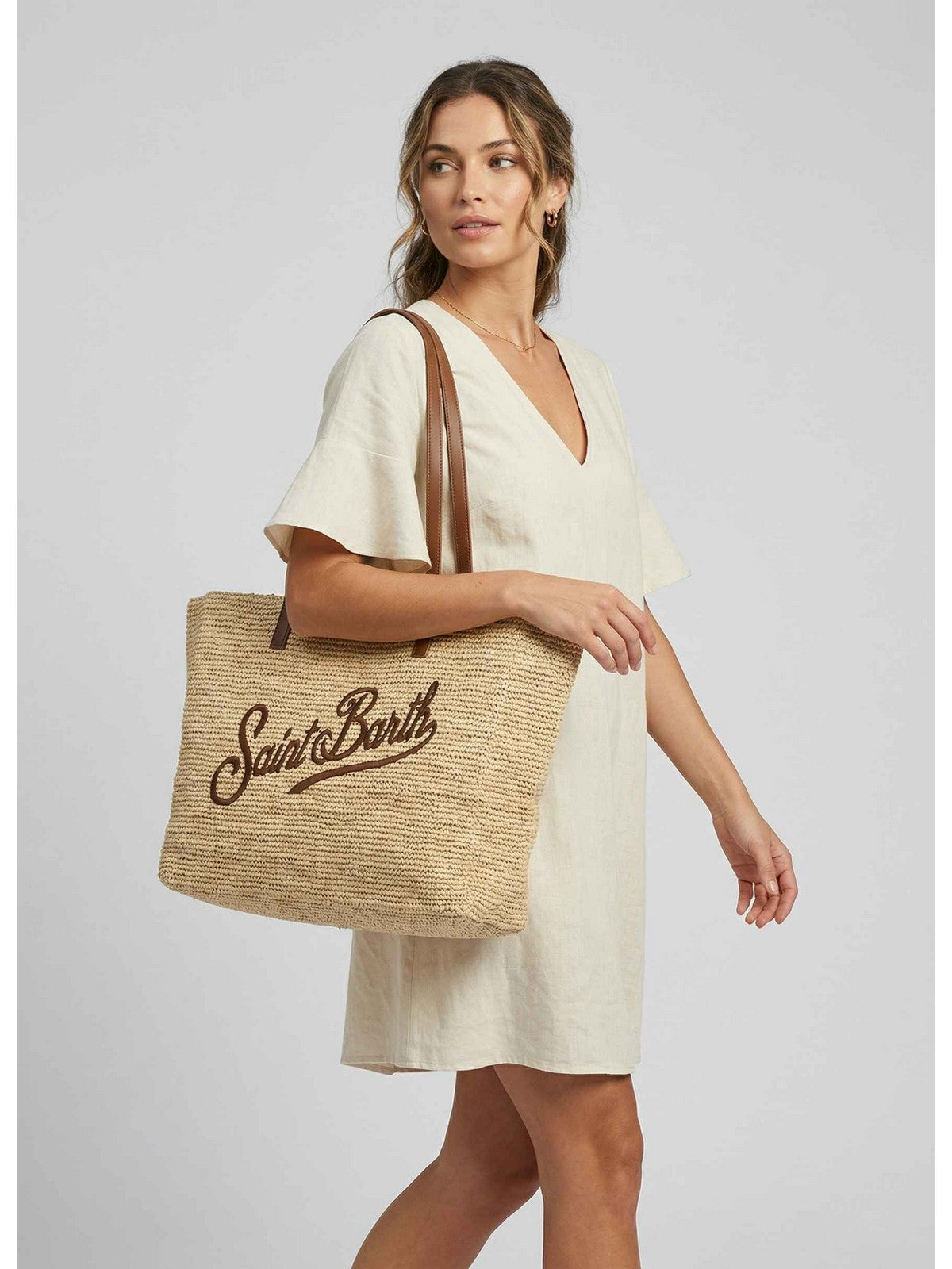 MC2 SAINT BARTH Borsa Donna RAFFIA CITY 00358L 1118 LEATHER EMB