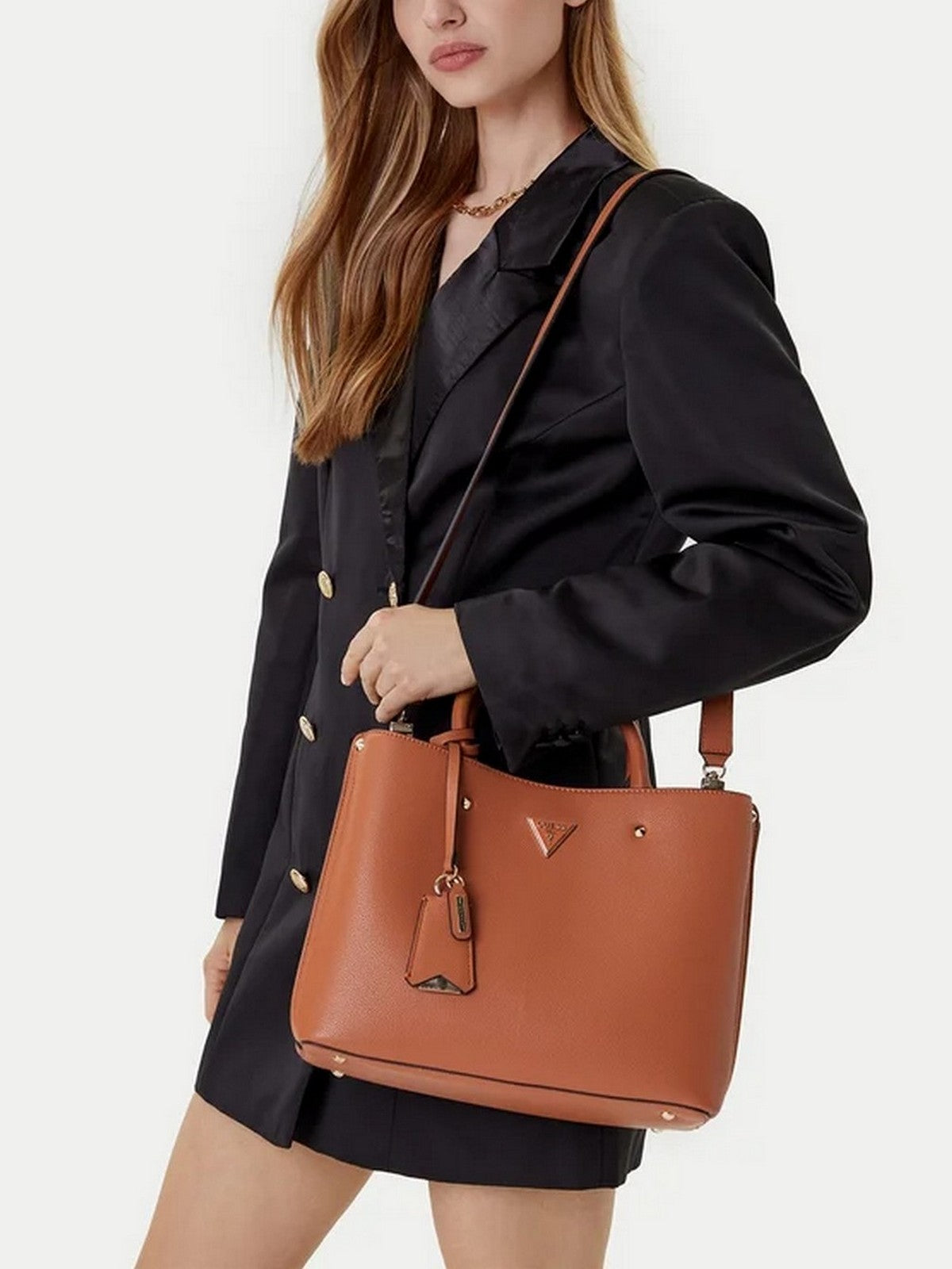 GUESS Borsa Donna MERIDIAN II GIRLFRIEND SATCHEL HWBG69 74060 COG COGNAC