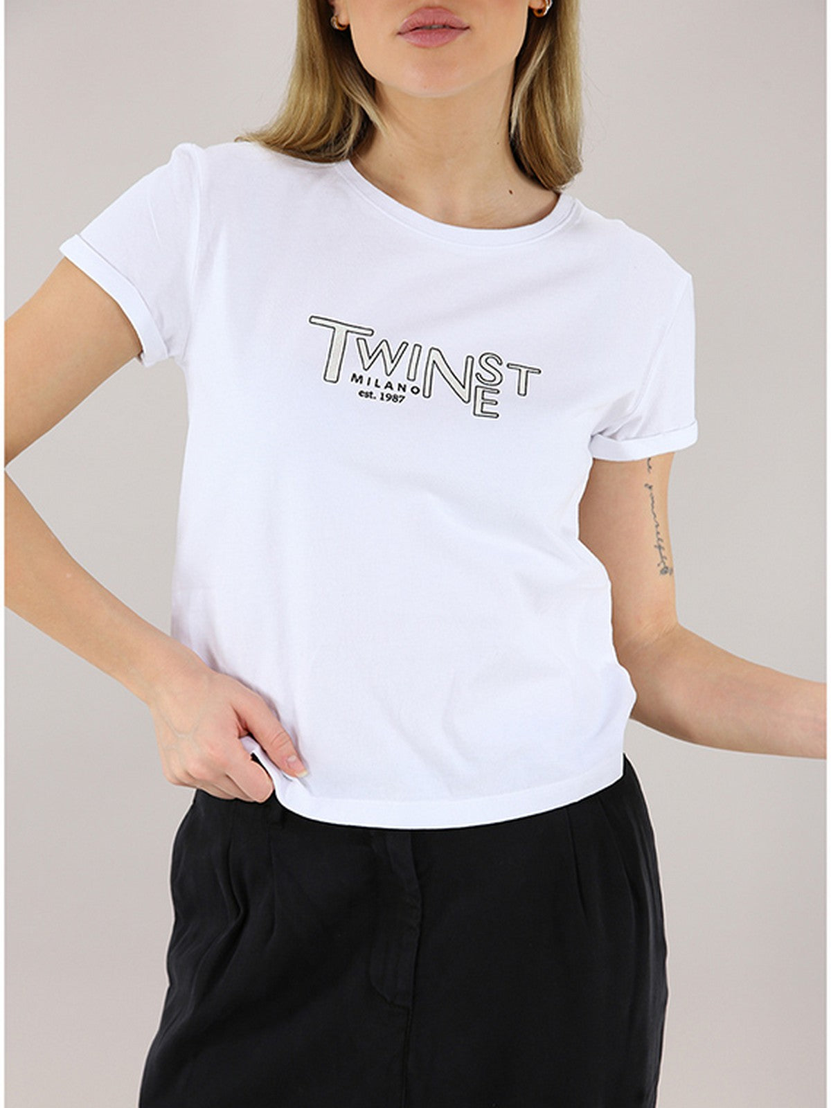 TWINSET T-shirt Donna 251TP2540 00001 BIANCO OTTICO gioboutiqueweb