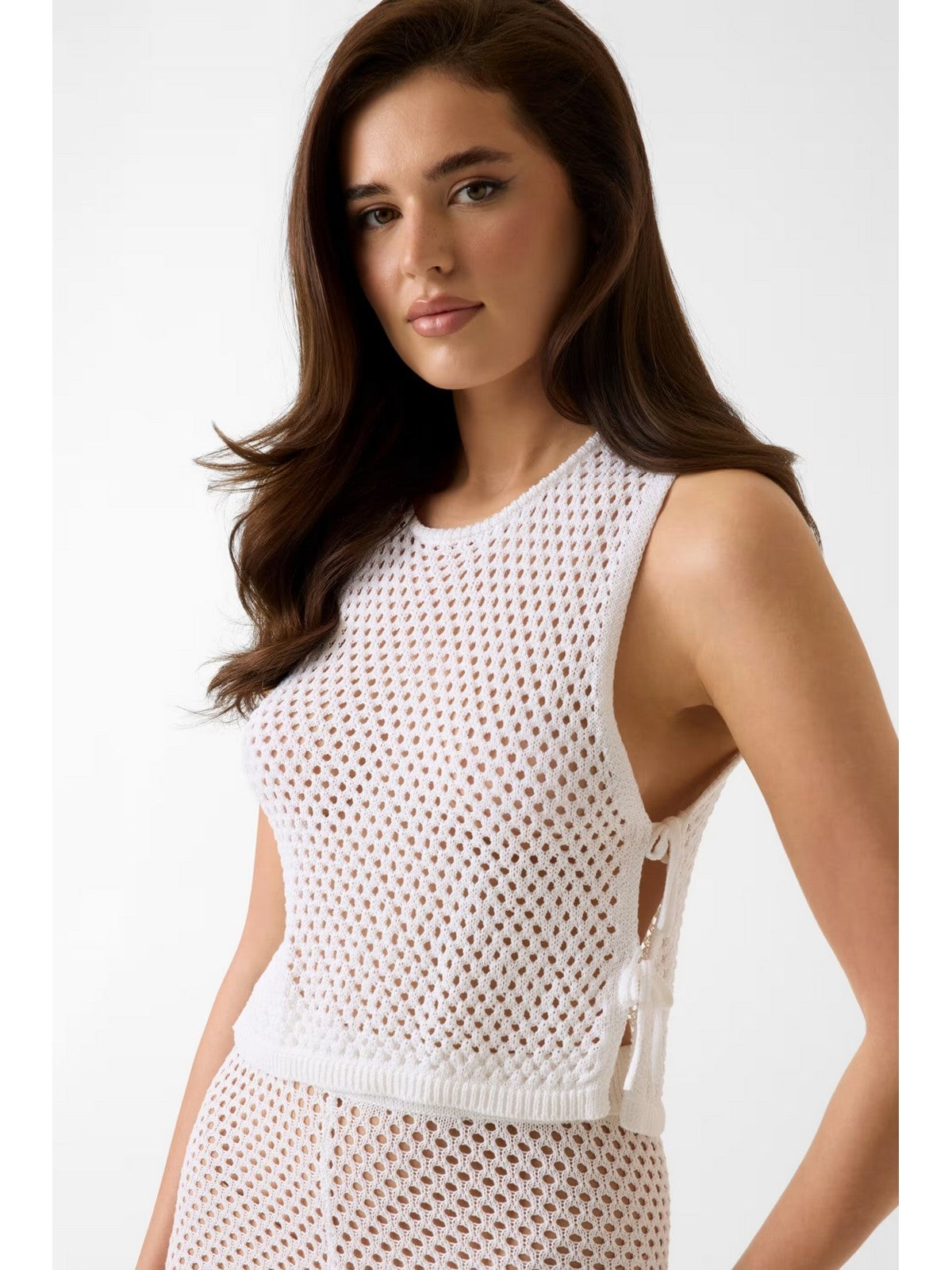 GUESS BEACHWEAR Top Donna LUNA TOP SWTR E6GR01 Z5632 G1CR PALE PEARL gioboutiqueweb
