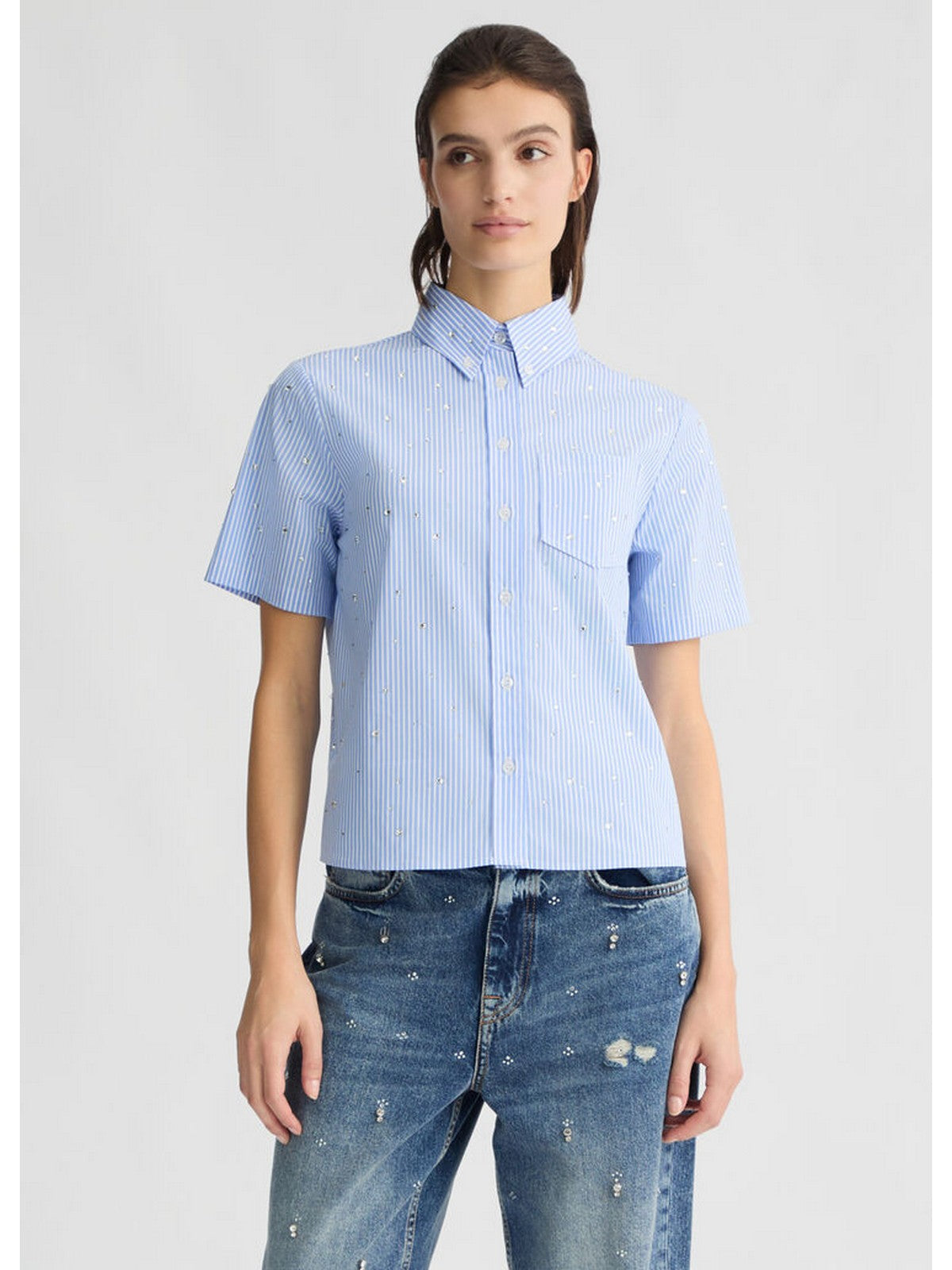 LIU JO BLACK Camicia Donna CA5018T2946 C3606 Blu gioboutiqueweb