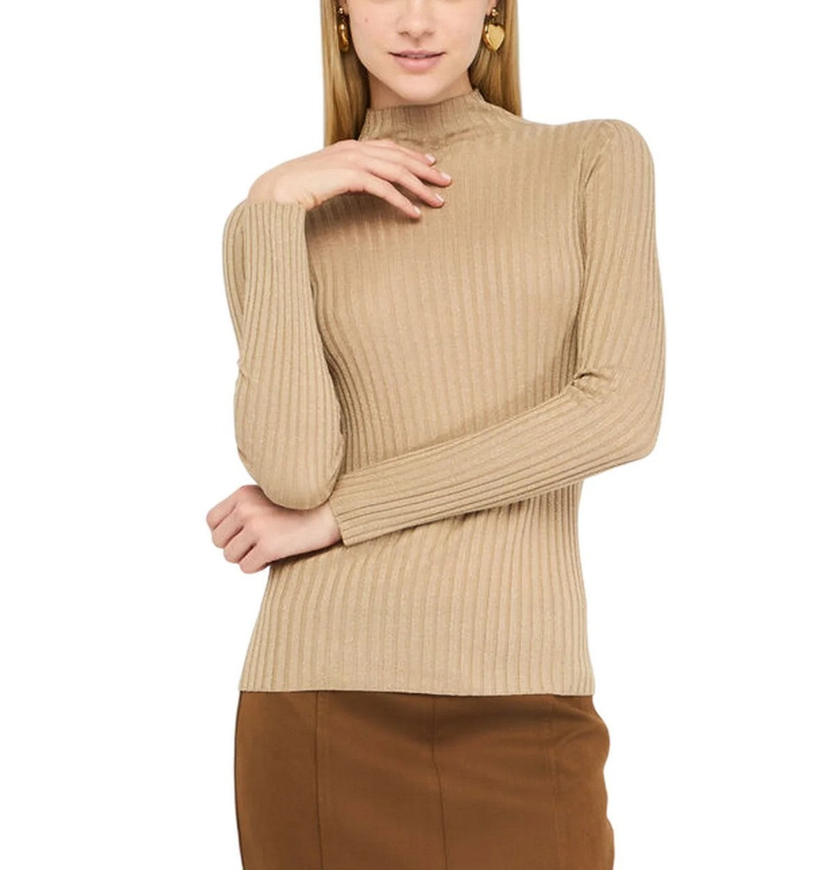 LIU JO WHITE Maglione dolcevita Donna MF5389MS46J 04869 Oro metallizzato