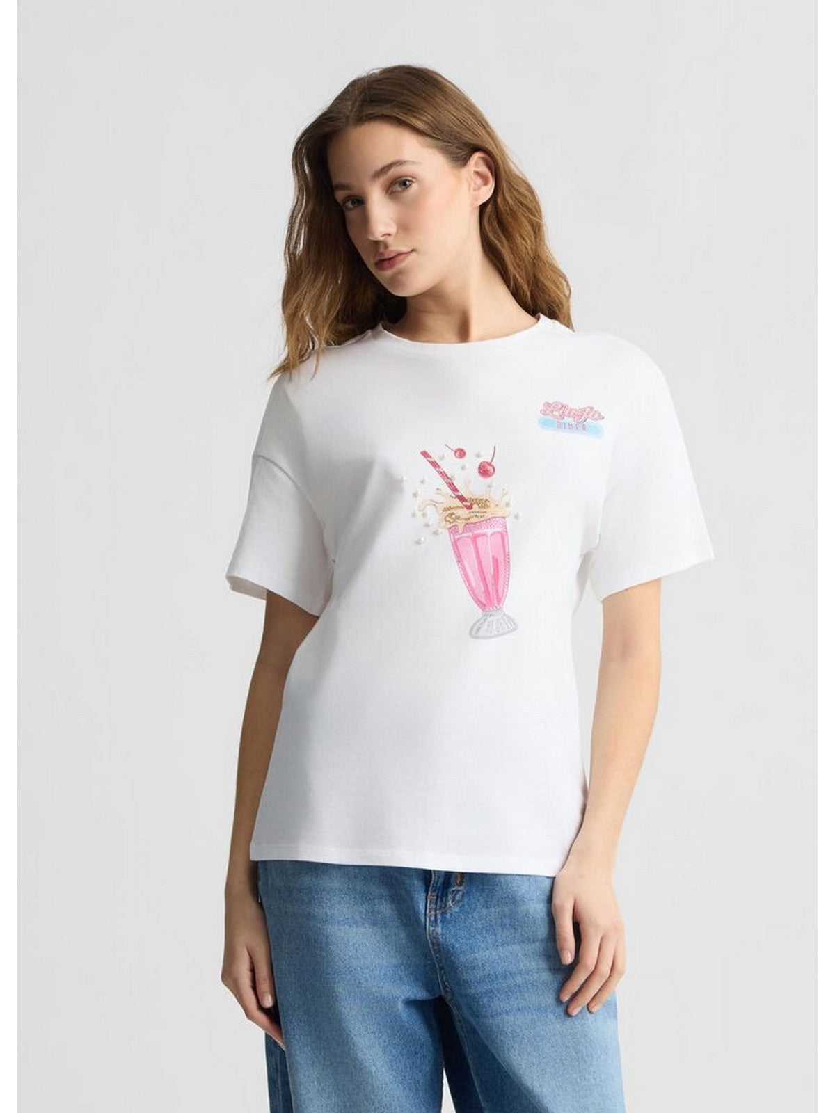 LIU JO WHITE T-shirt Donna WA5342JS923 M9503 Bianco gioboutiqueweb