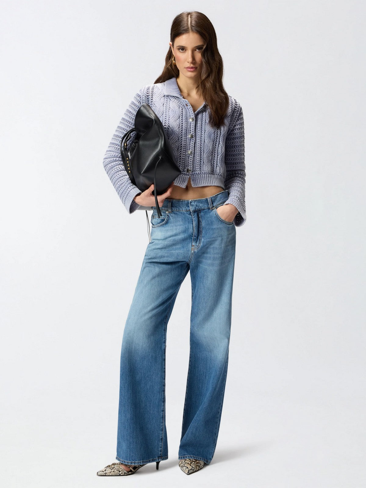 PINKO Jeans Donna WANDA WIDE LEG 101733-A323 PJO LAVAGGIO MEDIO CHIARO