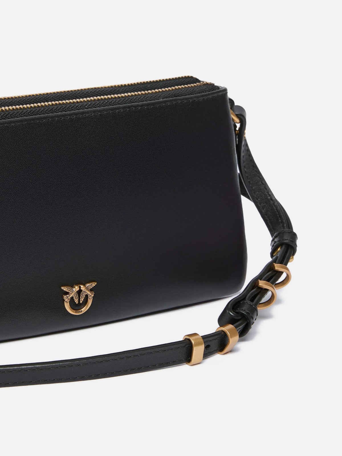 PINKO Borsa Donna DOUBLE MINI VITELLO MORBIDO 105359-A0QO Z99Q NERO-ANTIQUE GOLD