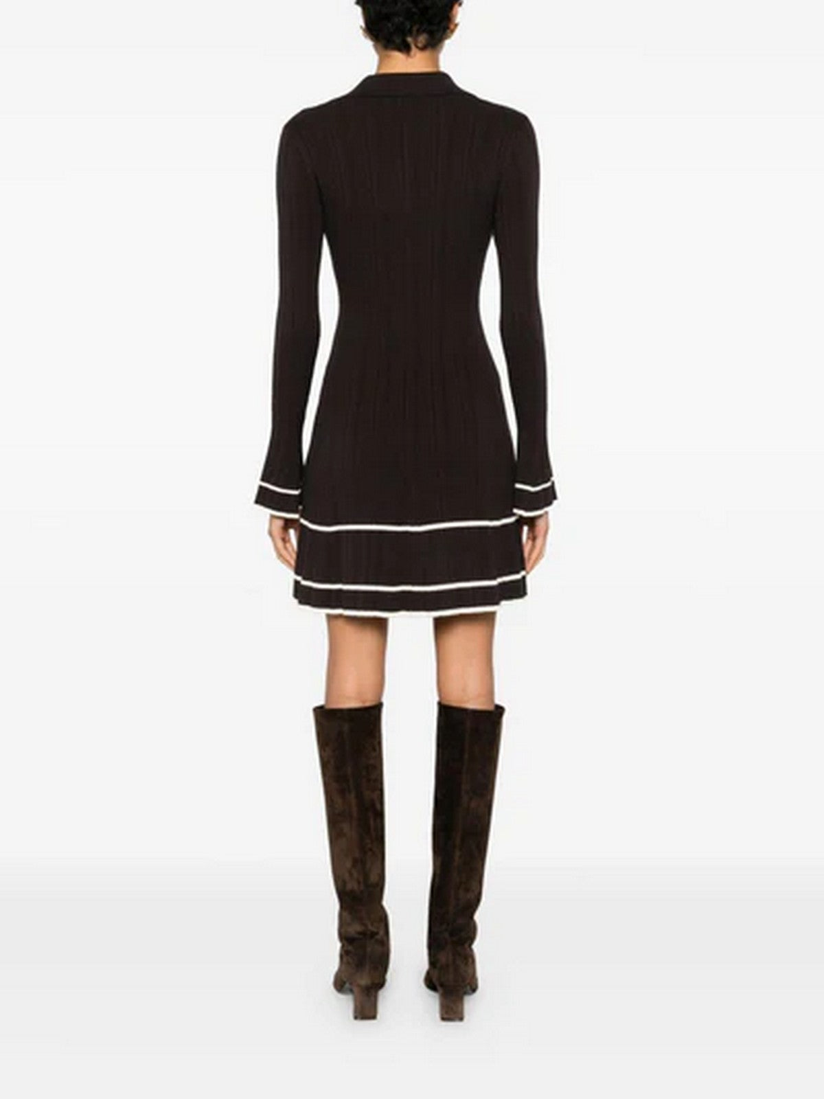 TWINSET Abito Donna VISCOSE STRETCH RIBS DETAILS 252TT3230 12996 BIC.BLACK CHOCOLATE/NEVE