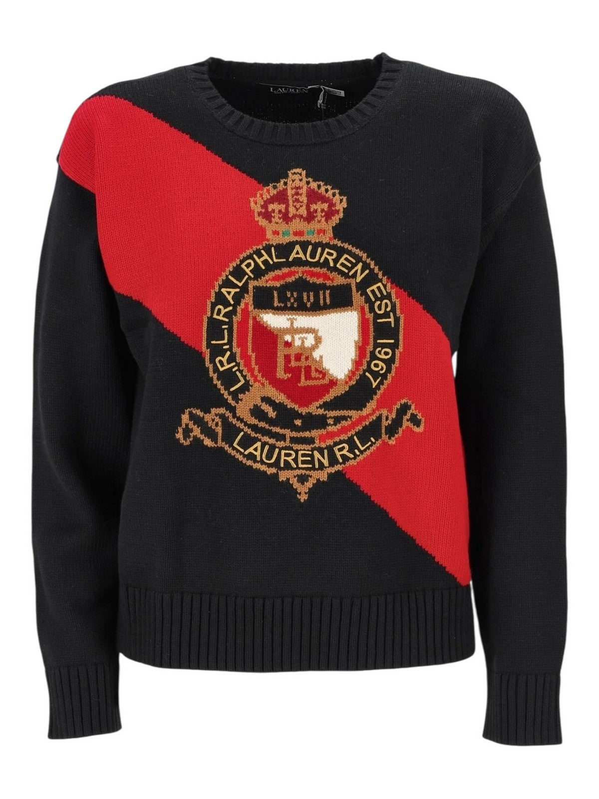 LAUREN RALPH LAUREN Maglione Donna RIEDNEE-LONG SLEEVE-PULLOVER 200P01410 001 BLACK MULTI