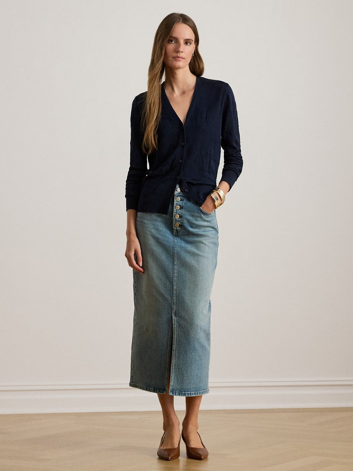 LAUREN RALPH LAUREN Cardigan Donna DENZEL-LONG SLEEVE-CARDIGAN 200P03476 002 LAUREN NAVY