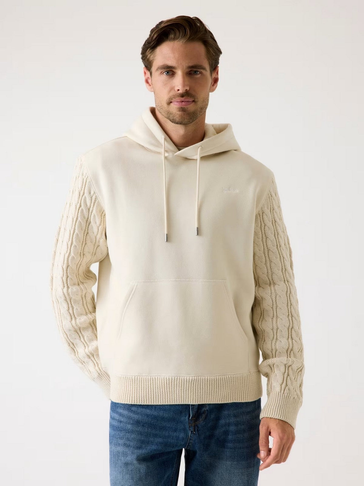 GUESS Felpa Uomo CONTRAST SLEVEES HOODIE M5BQ15 K0981 G1CV QUICKSAND