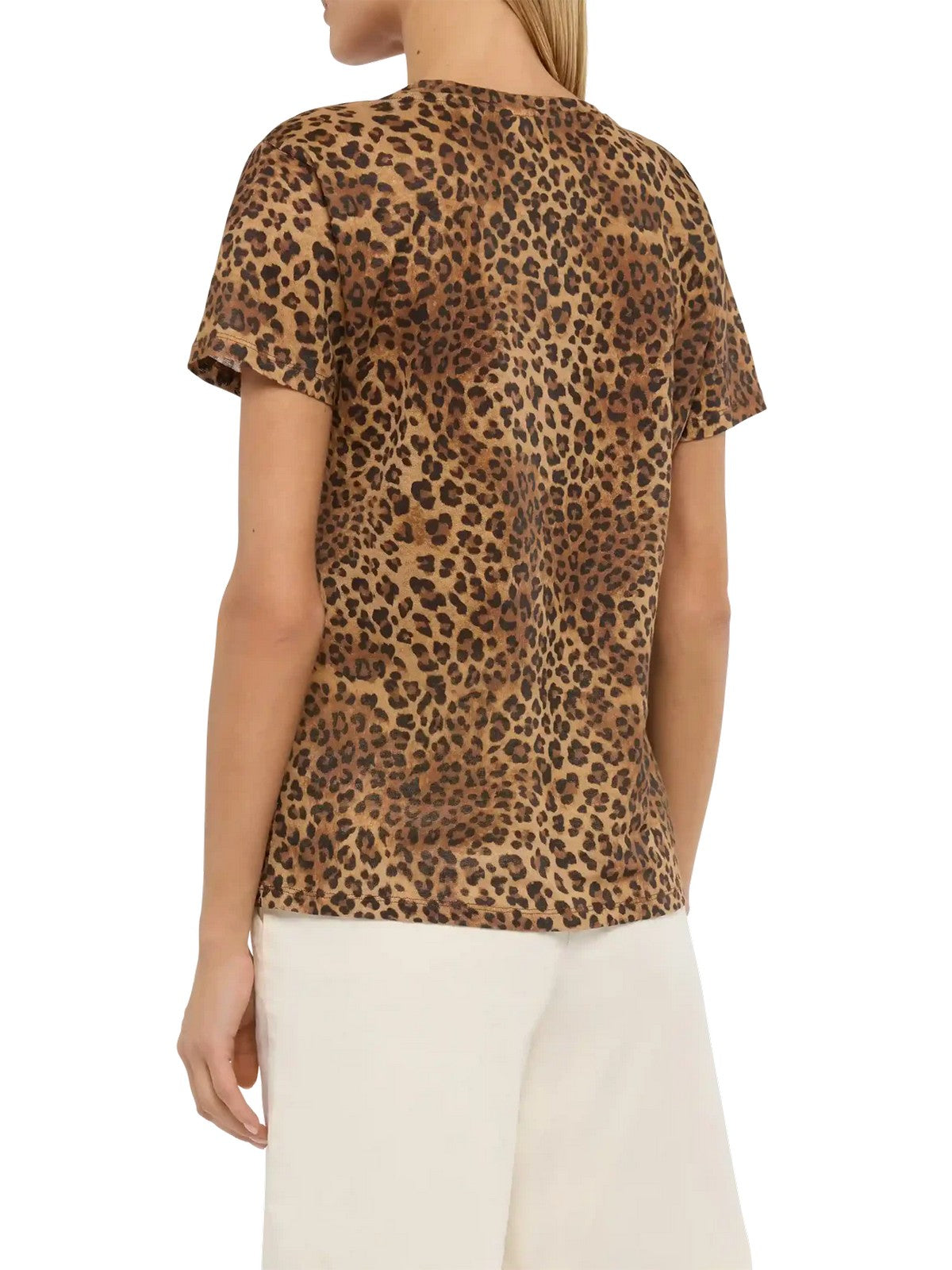 MC2 SAINT BARTH T-shirt Donna ELOISE 08672L LINEN SAND LEOPARD 19 EMB