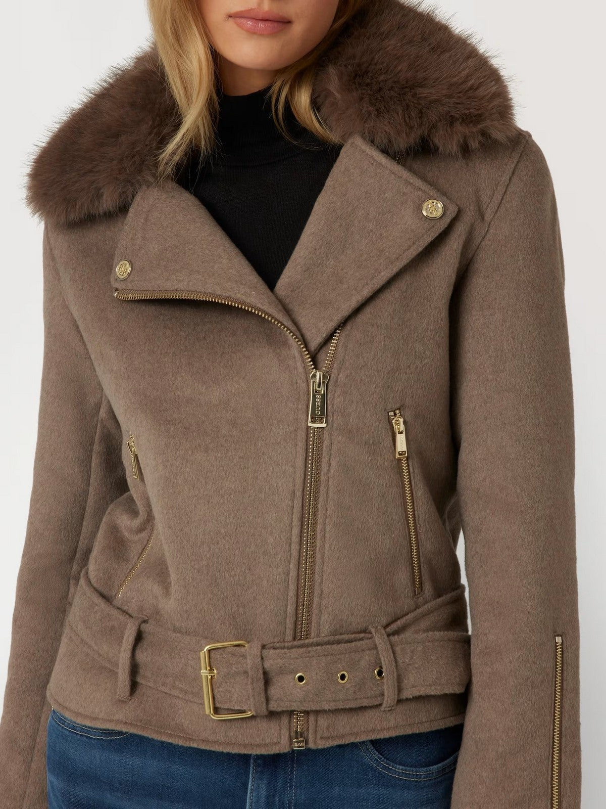 Adivina Giubbino Donna Nancy Faux Fur Jacket W4BL30 WGJG2 F1BM BEIGE