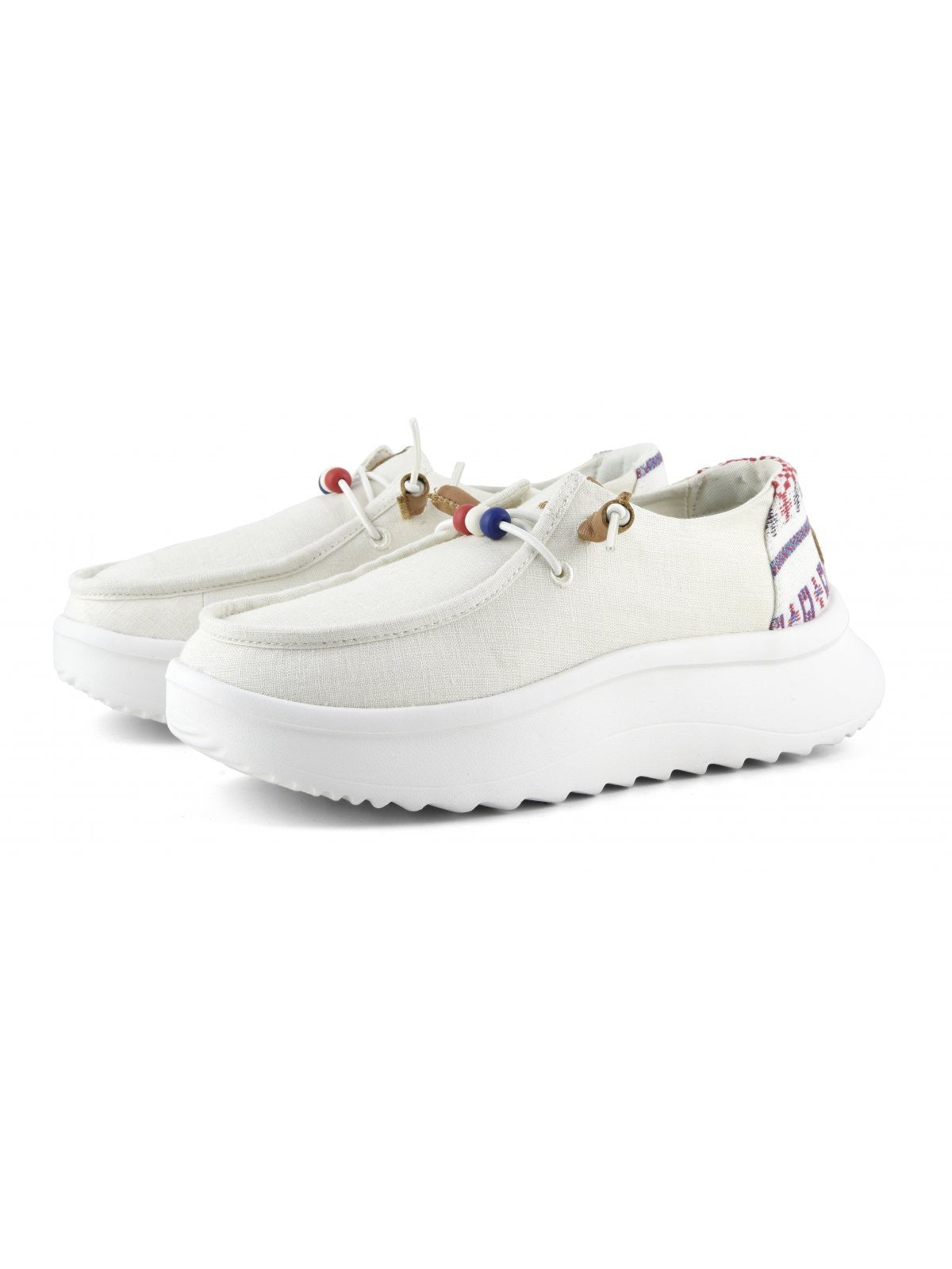 HEY DUDE Mocassino Donna Wendy Peak Baja Stripe HD.40739 100 Bianco gioboutiqueweb