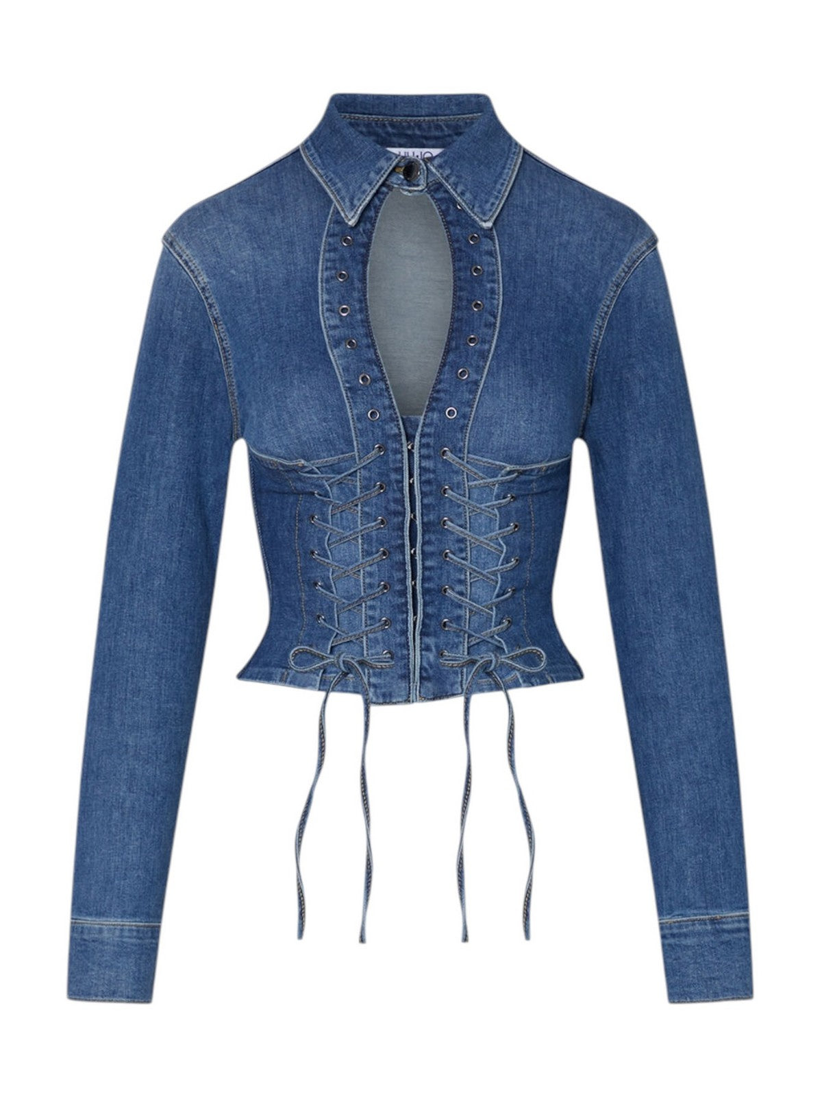 LIU JO feat. ELODIE Camicia Donna UA6507D0399 79157 Den.md.Blue intrecci