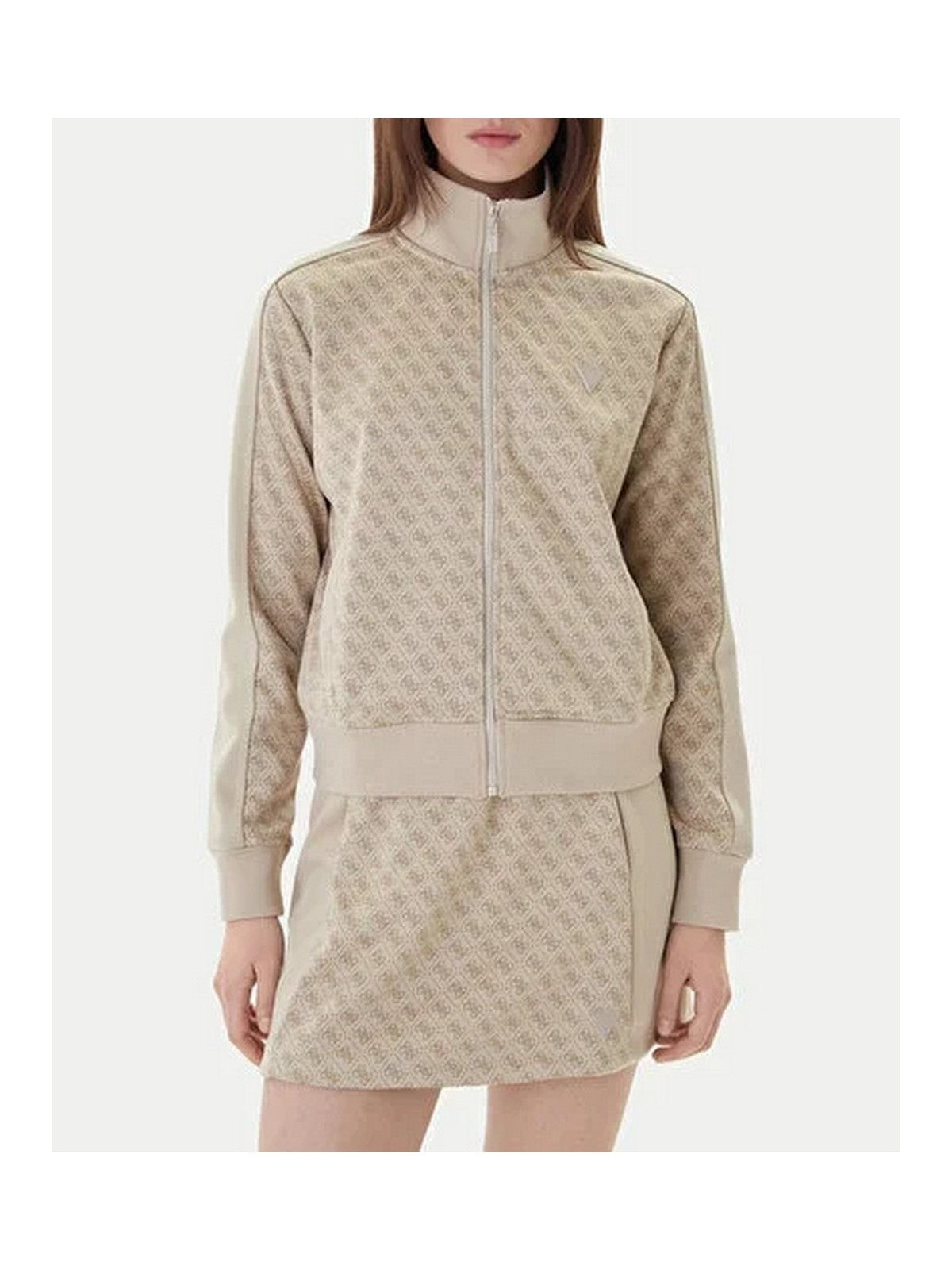 GUESS SPORT Felpa Donna MAYA 4G FULLZIP SWEATSHIRT V6RQ08 K2042 FNN0 4G JACQUARD LIGHT MI gioboutiqueweb