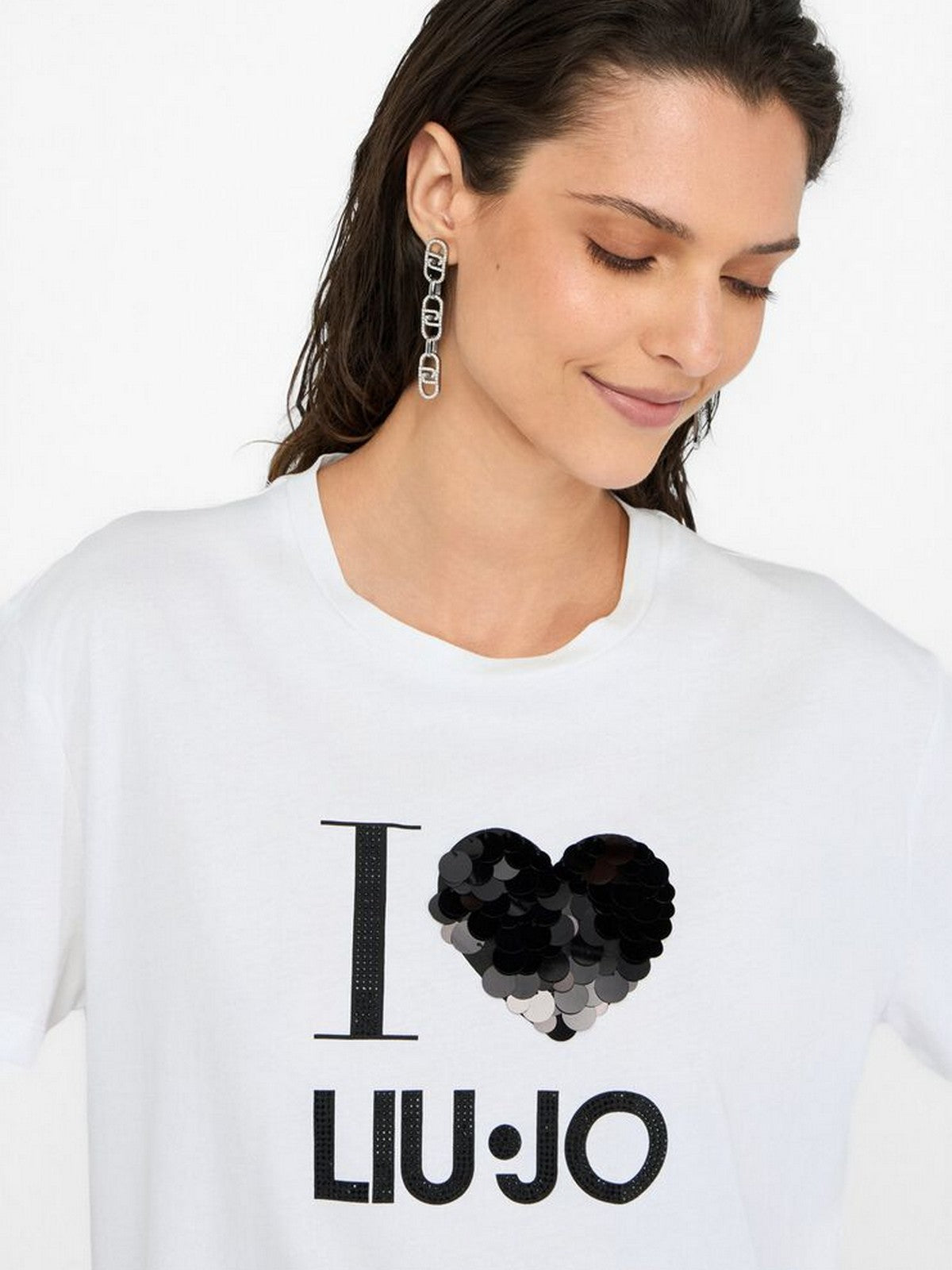 LIU JO WHITE T-shirt Donna MF5345JS923 M9683 B.co heart liujo