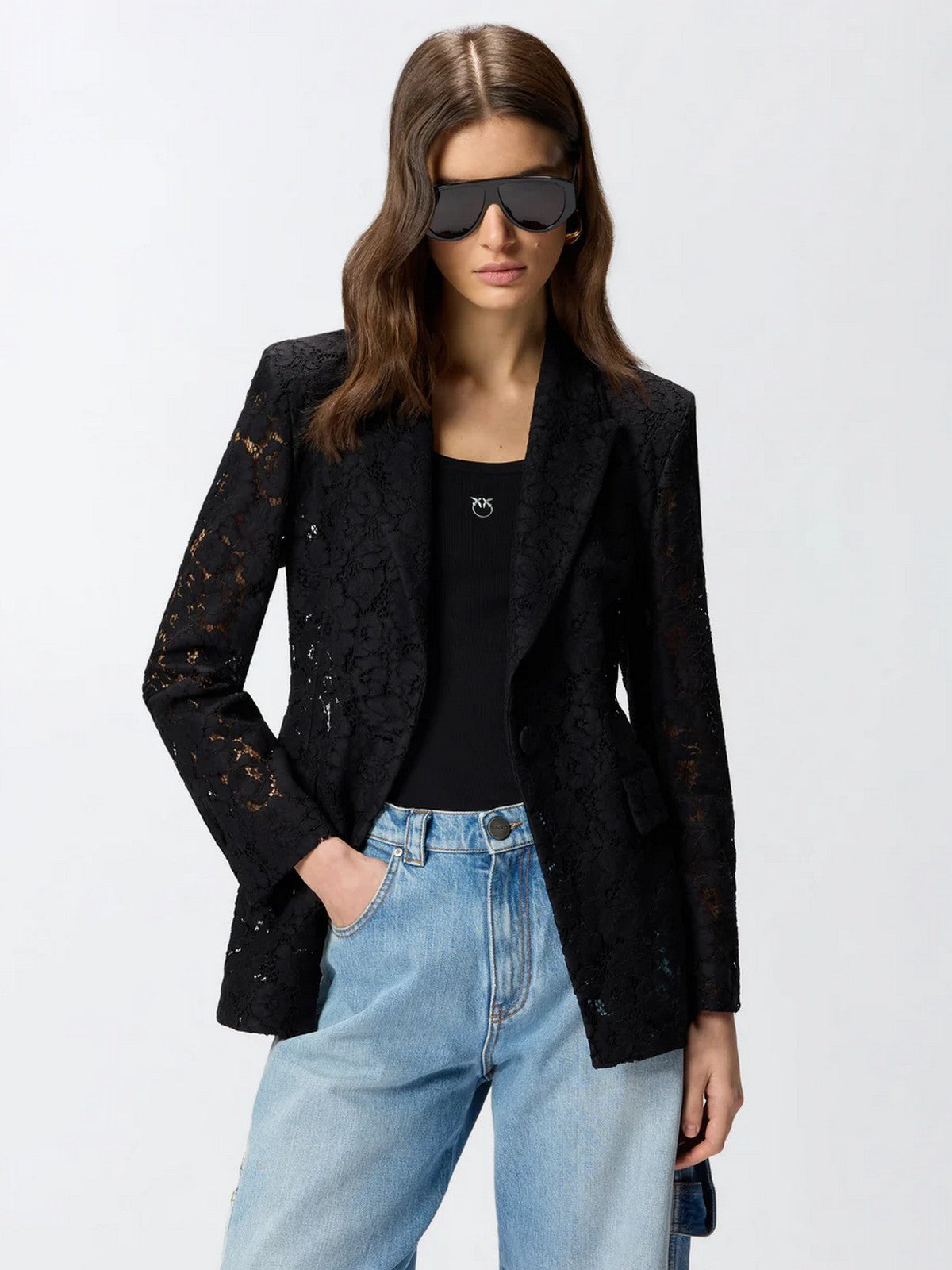 PINKO Giacca Donna POMPELMO GIACCA PIZZO REBRODE 106554-A330 Z99 NERO LIMOUSINE