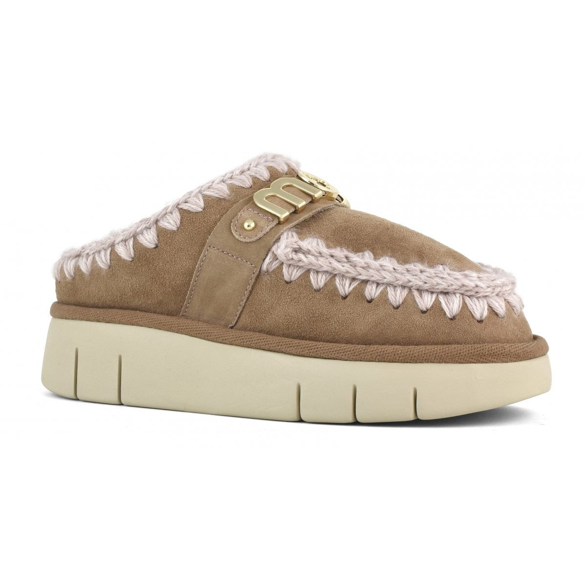 MOU Ciabatta Donna Bounce clog metal logo MU.FW531001A PKBRO Pink Brown
