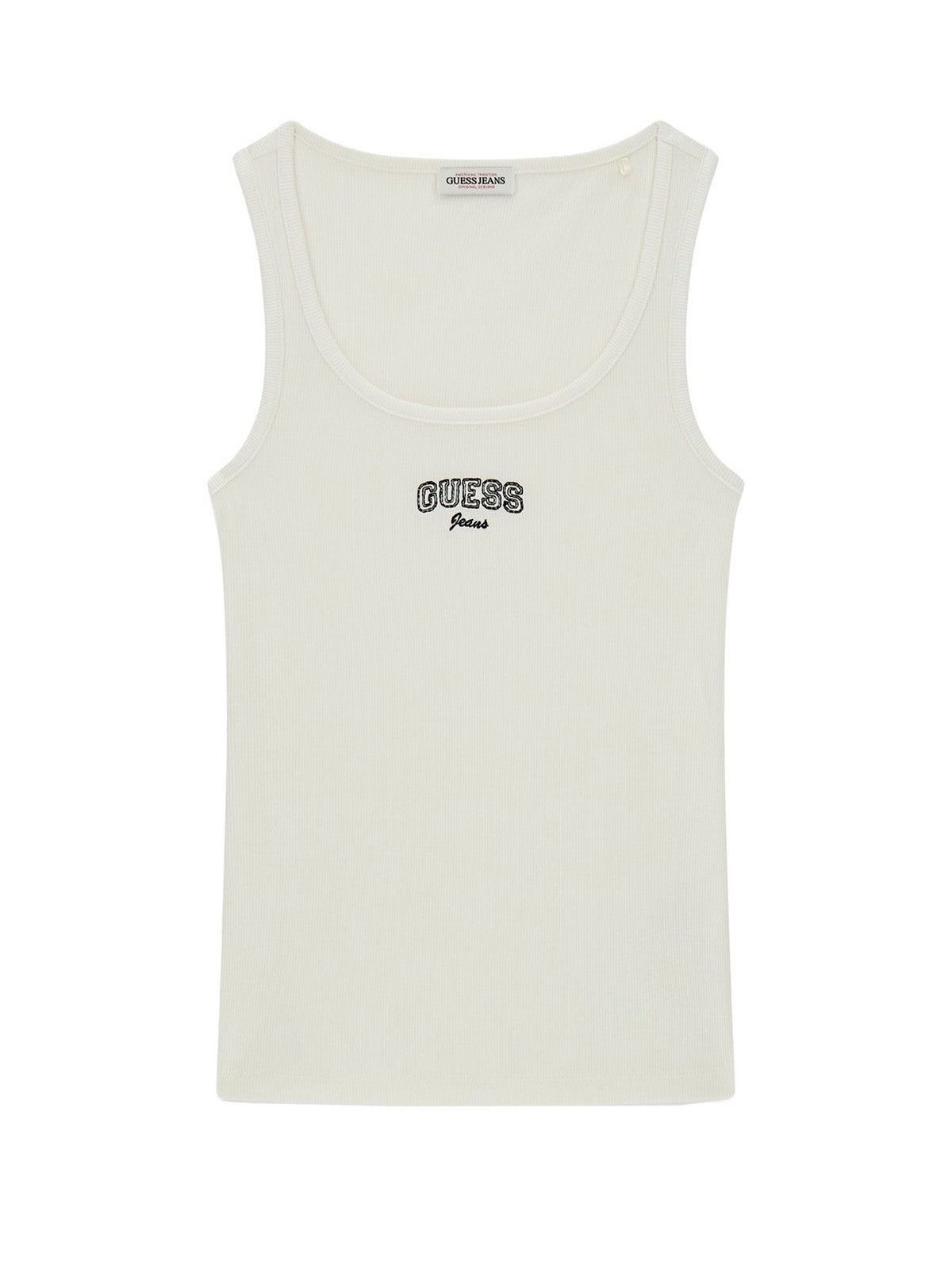 GUESS Canotta Donna GJ TANK TOP SLIM RIB EMBRO W6RP20 KA0H1 G053 SANDY SHORE