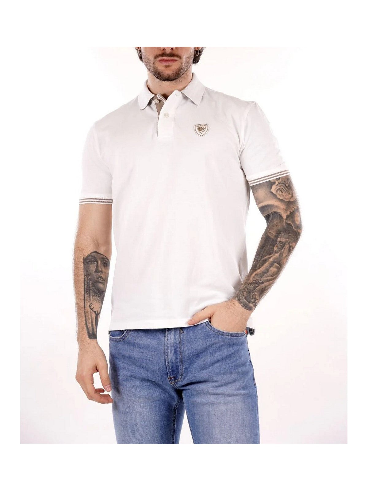 BLAUER Polo Uomo OAKLAND 25SBLUT02306 006801 100 BIANCO OTTICO gioboutiqueweb