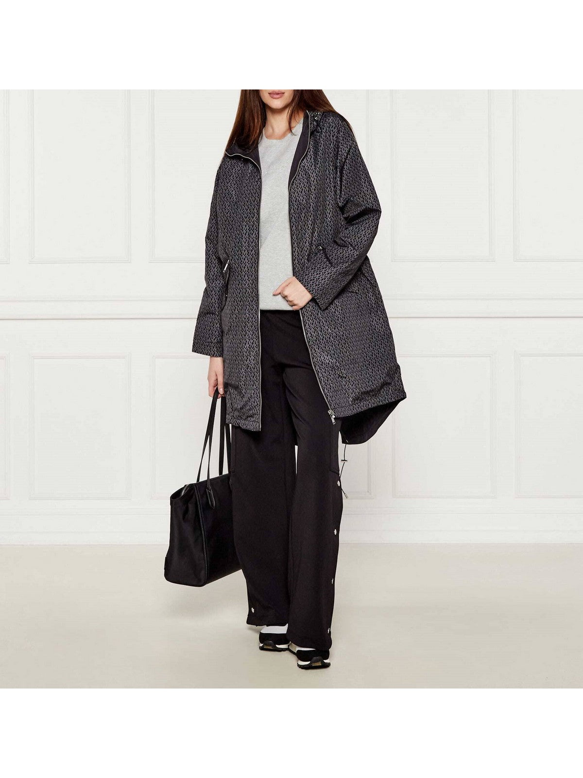 Michael Kors Frauenjacke Reversible Mk Logo Parka Mt520injn3 034 Nickel